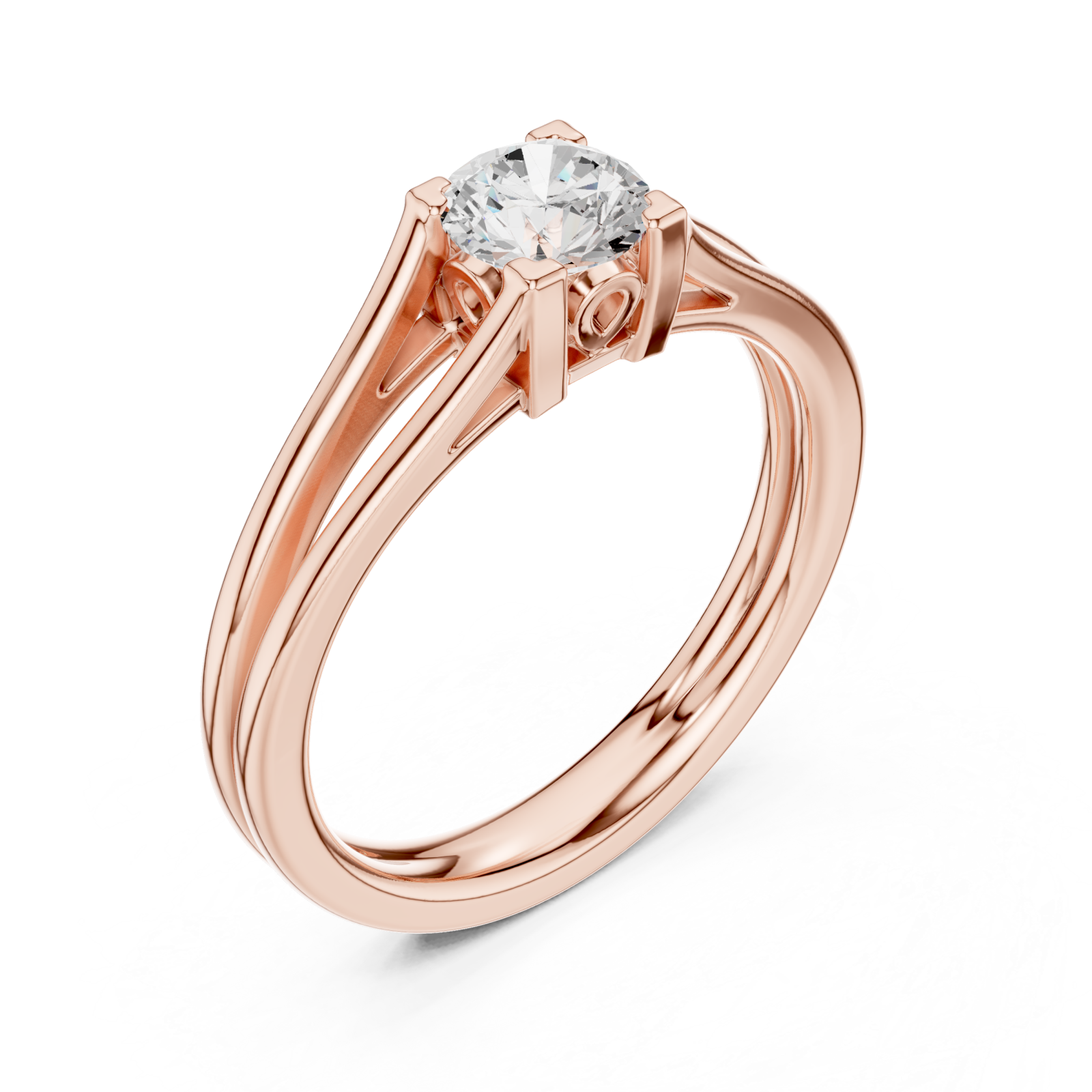  Rose Gold Radiant Solstice Two-Tier Solitaire Ring Right View