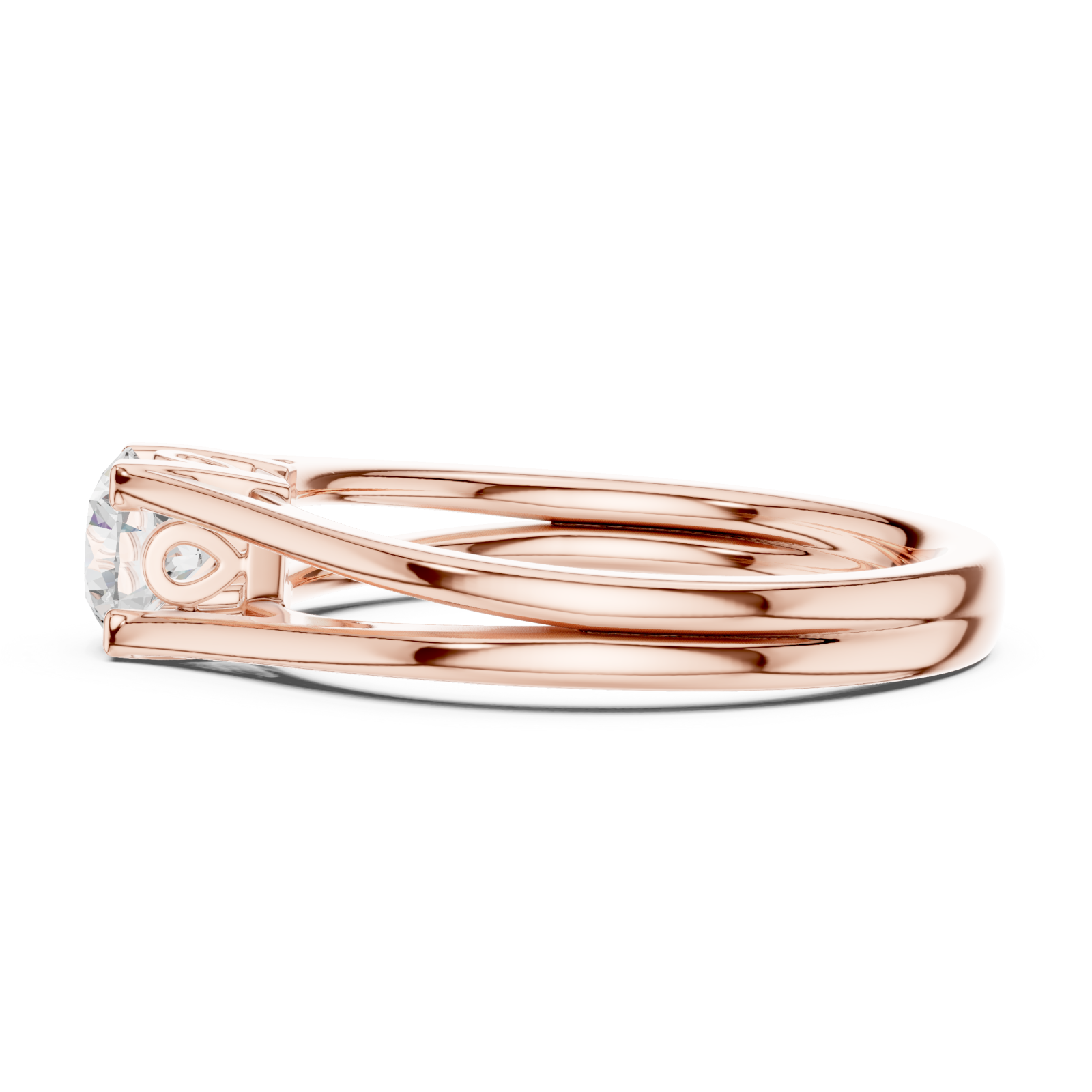  Rose Gold Radiant Solstice Two-Tier Solitaire Ring Side View