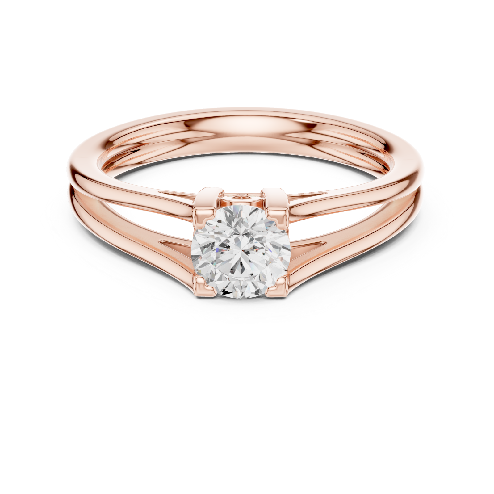  Rose Gold Radiant Solstice Two-Tier Solitaire Ring Front View