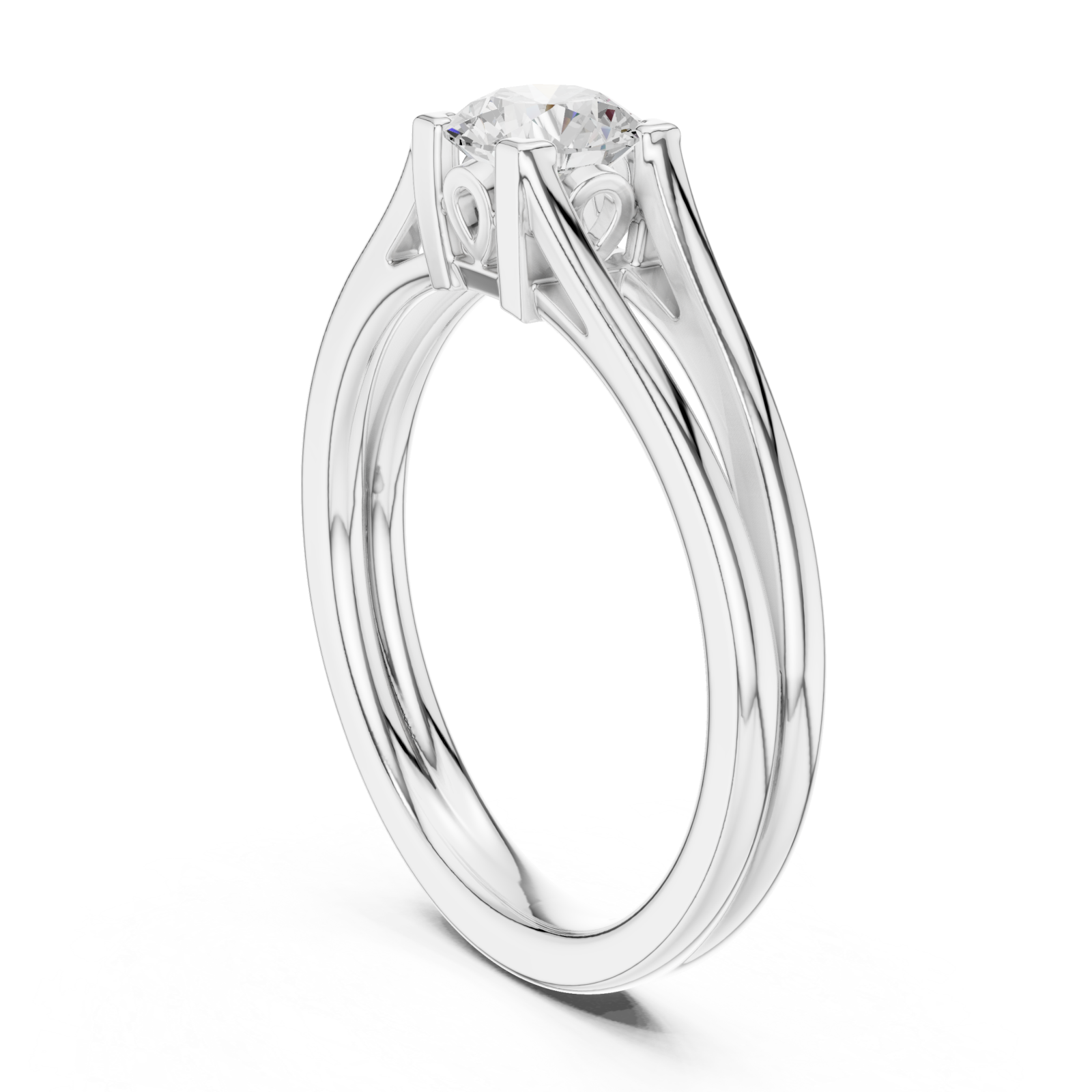  White Gold Radiant Solstice Two-Tier Solitaire Ring Left View
