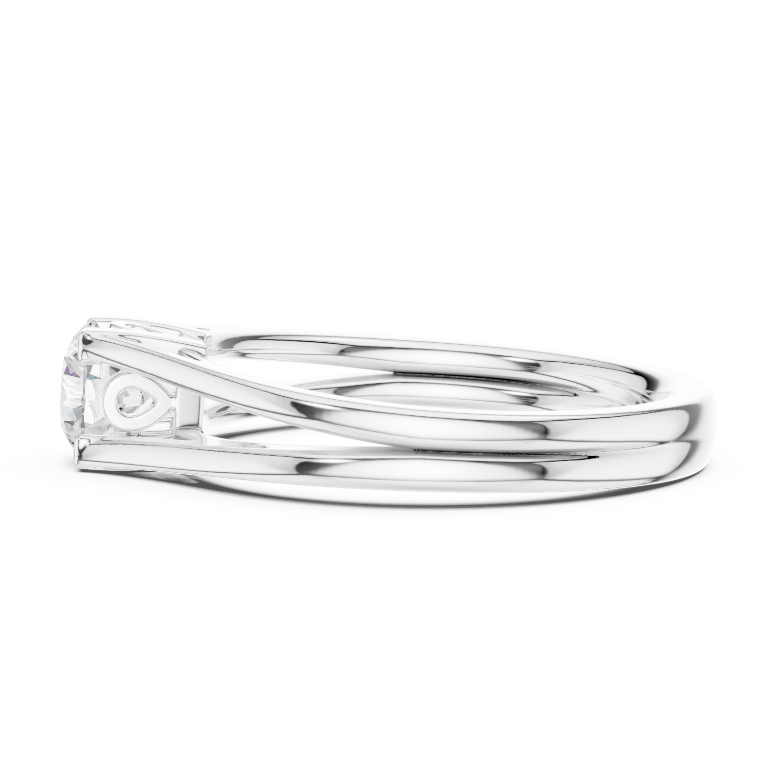  White Gold Radiant Solstice Two-Tier Solitaire Ring Side View