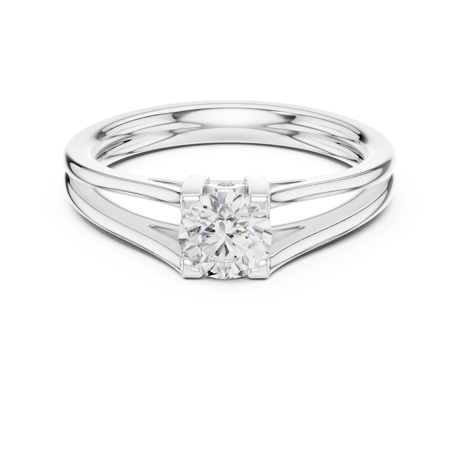  White Gold Radiant Solstice Two-Tier Solitaire Ring Front View