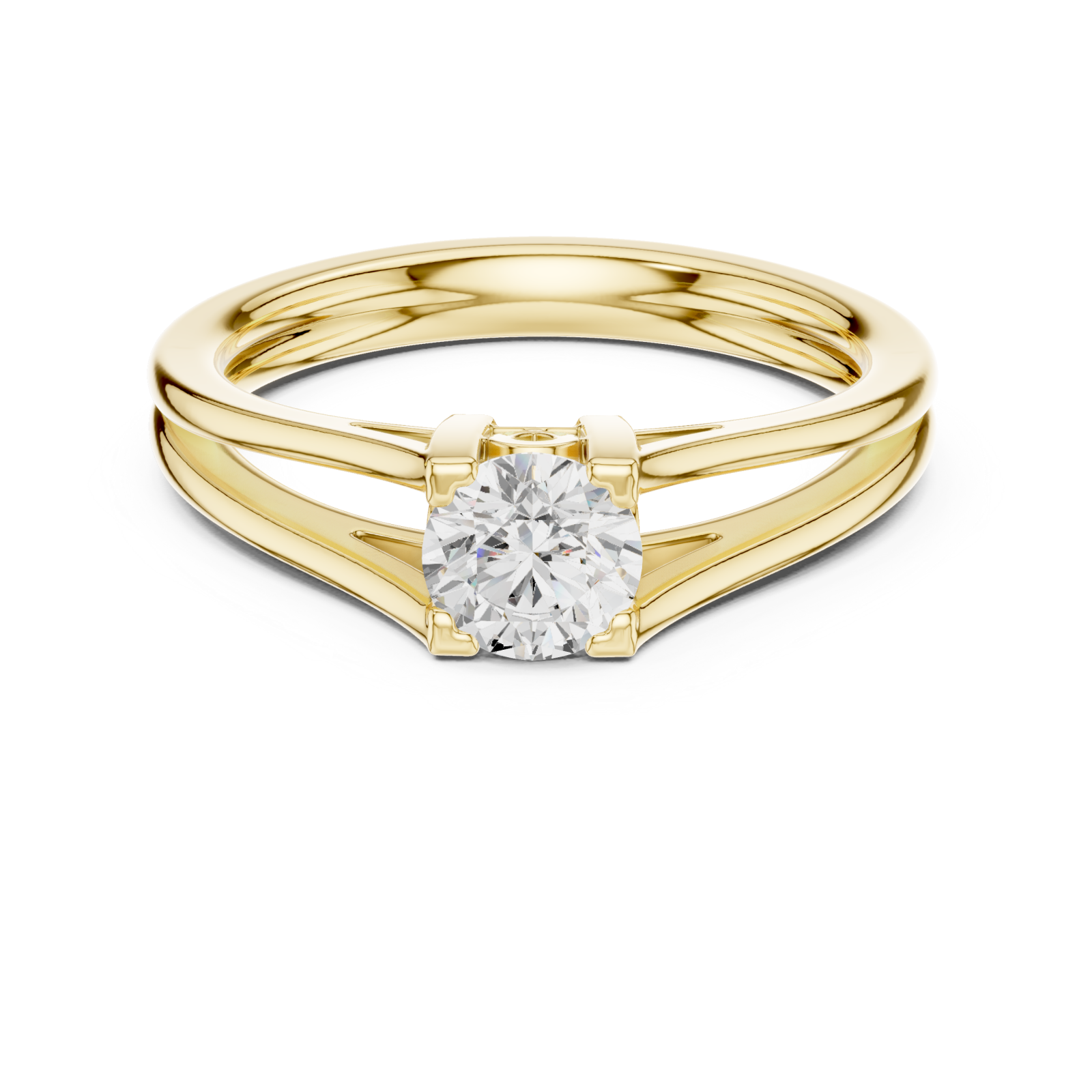  Gold Radiant Solstice Two-Tier Solitaire Ring Front View