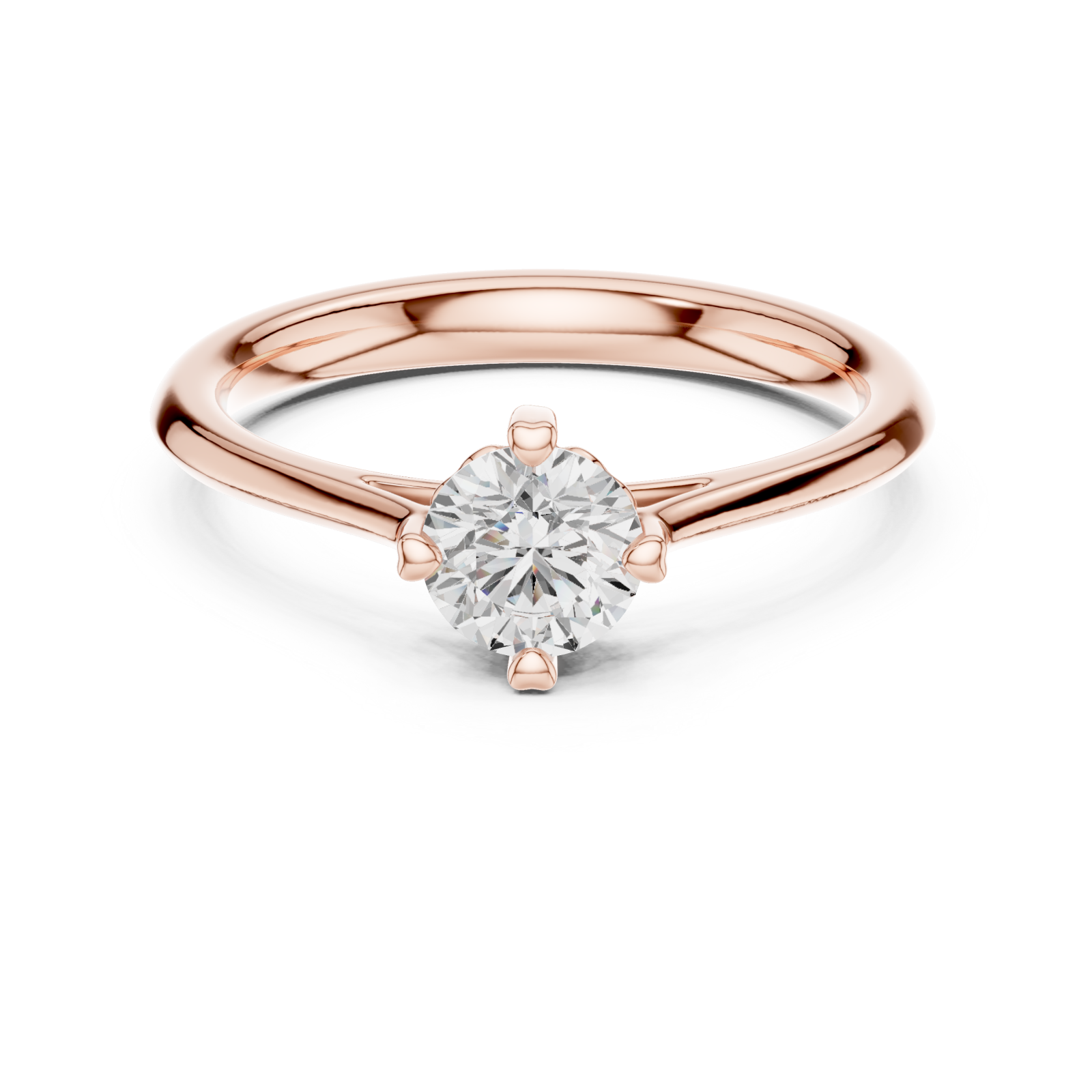  Rose Gold Radiant Crest Engagement Ring Front View
