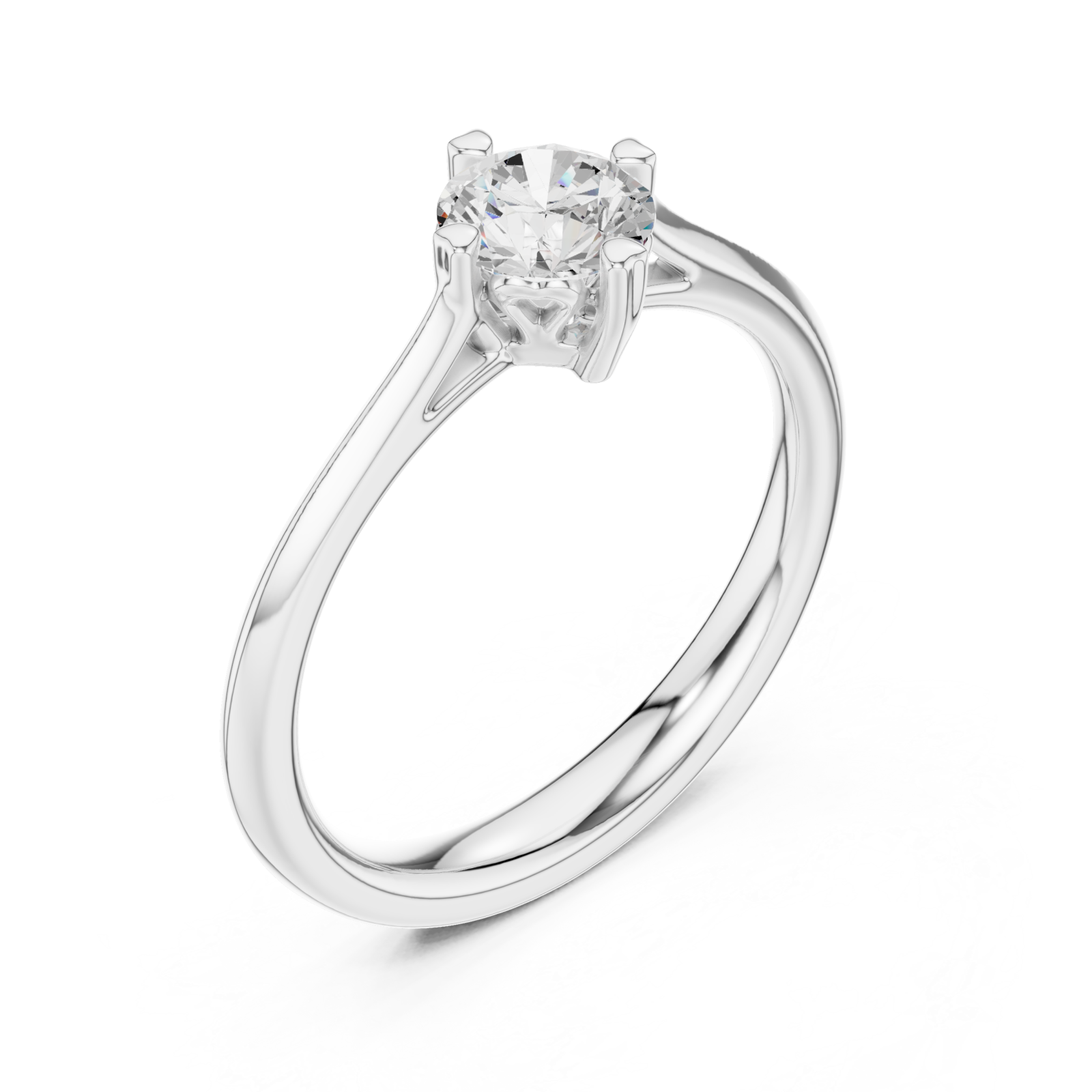  White Gold Radiant Crest Engagement Ring Right View