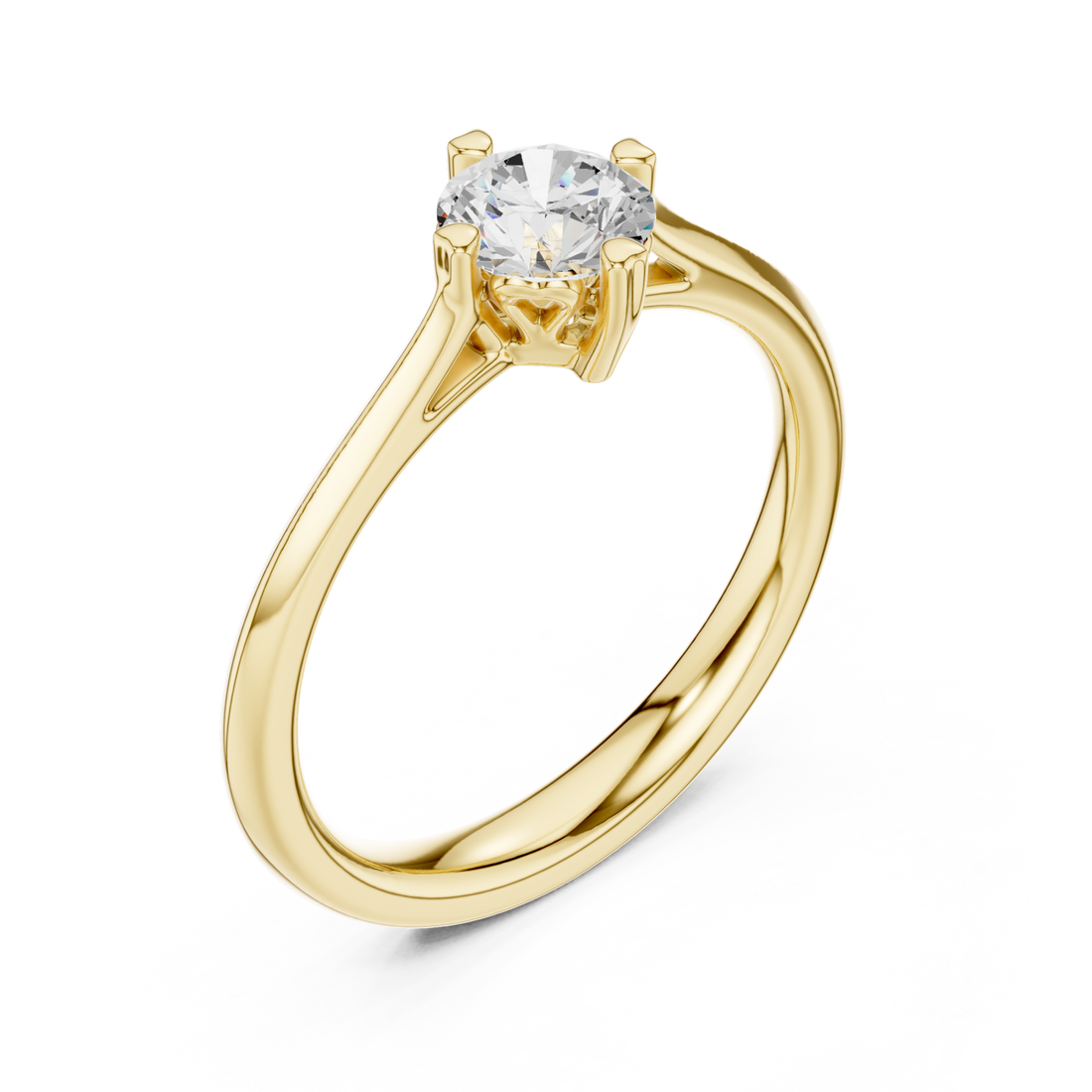 Gold Radiant Crest Engagement Ring Right View