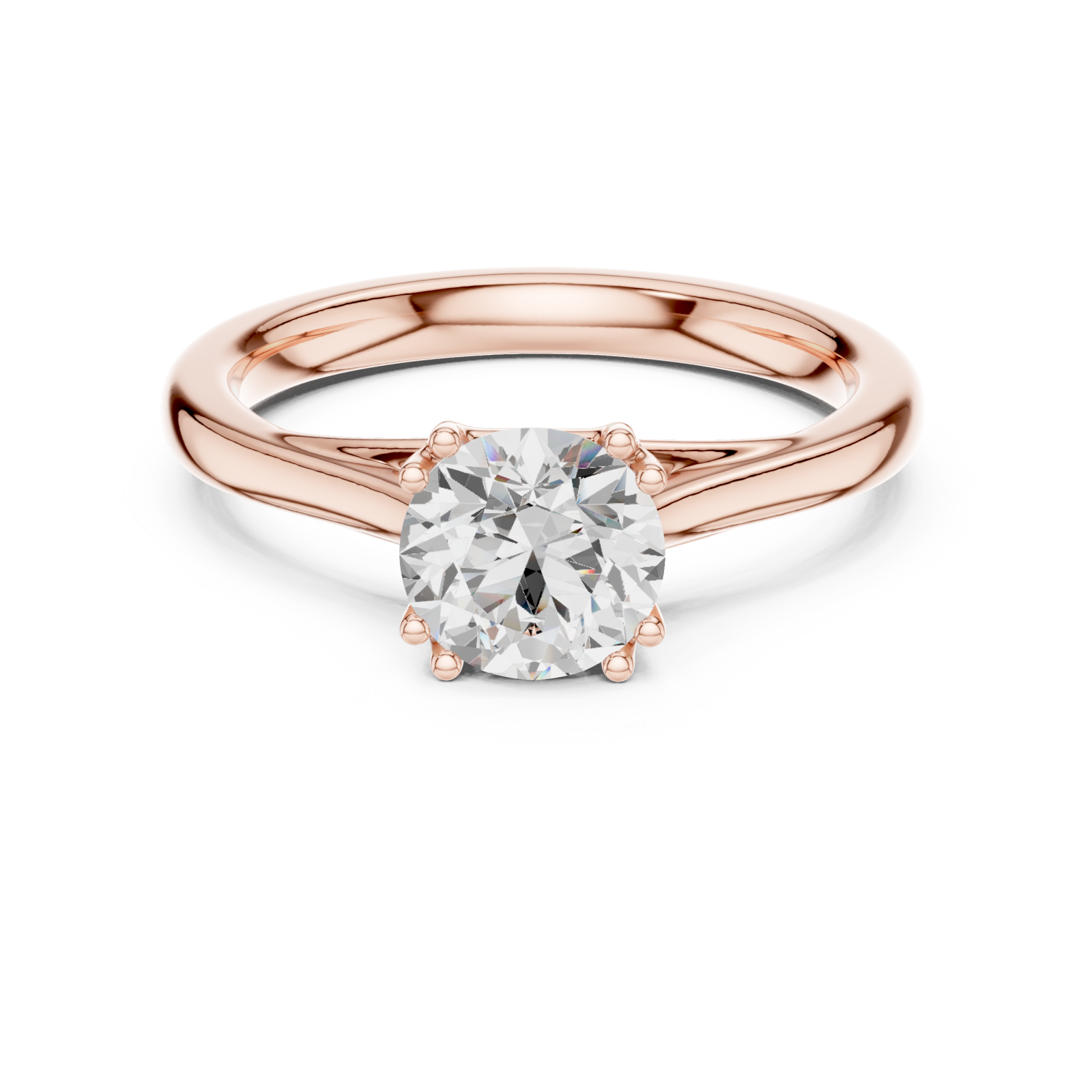  Rose Gold Tranquil Harmony Embrace Signature Solitaire Ring Front View