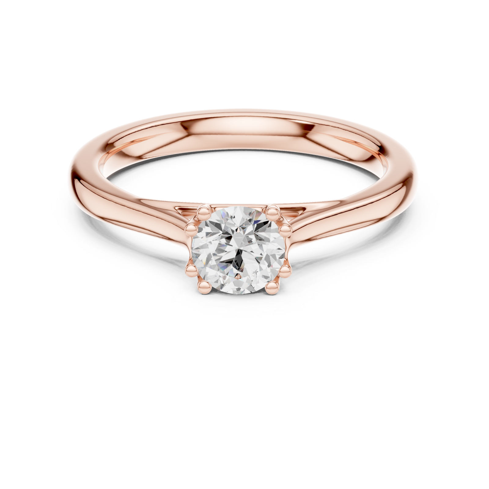  Rose Gold Elegant Reverie Solitaire Front View