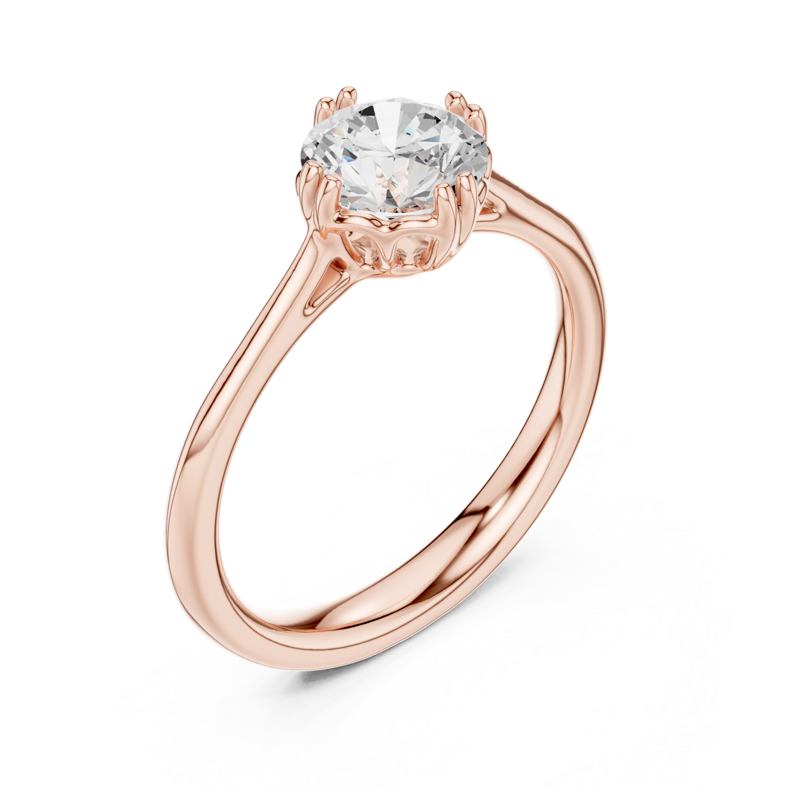  Rose Gold Radiant Bloom Crown Solitaire Band Right View