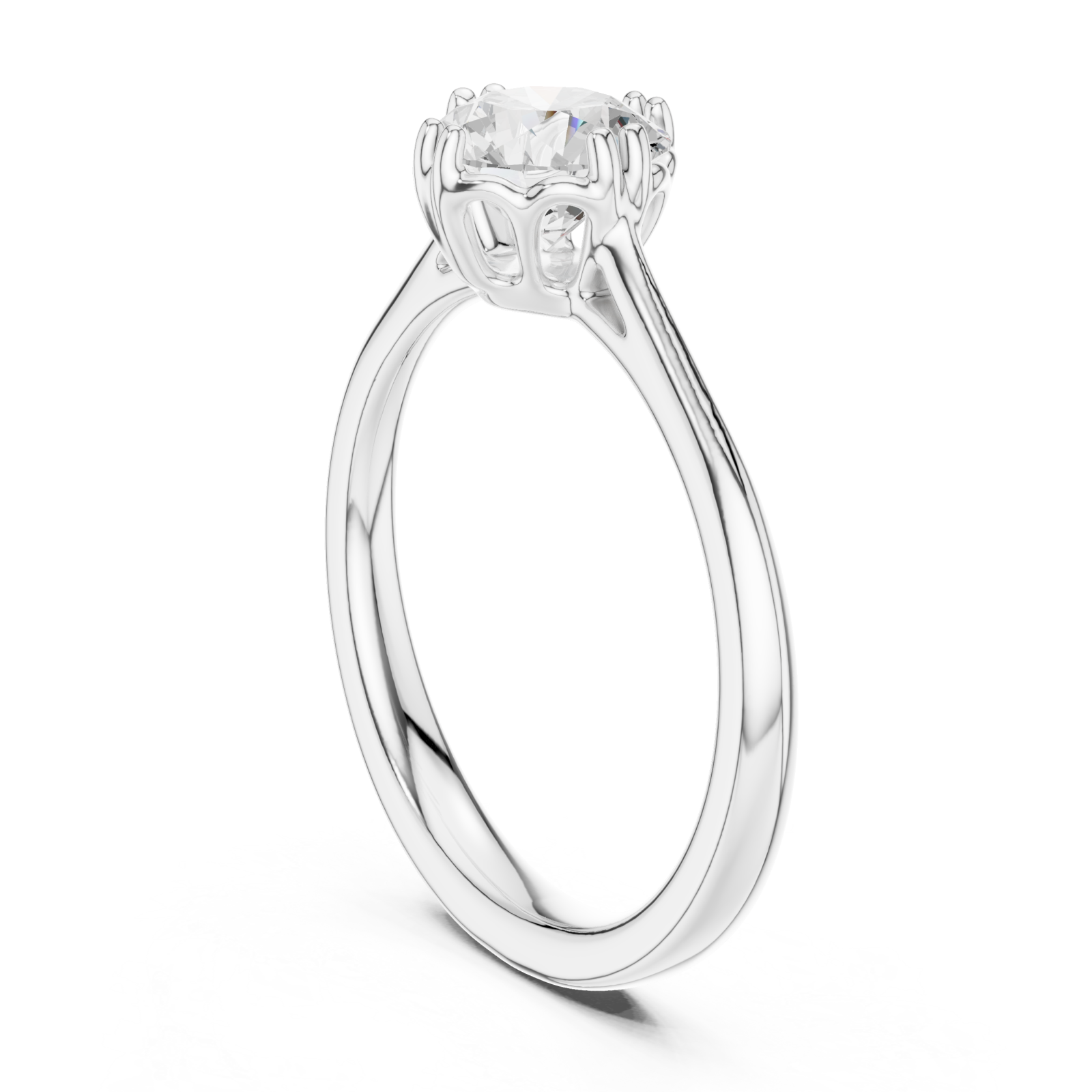  White Gold Radiant Bloom Crown Solitaire Band Left View