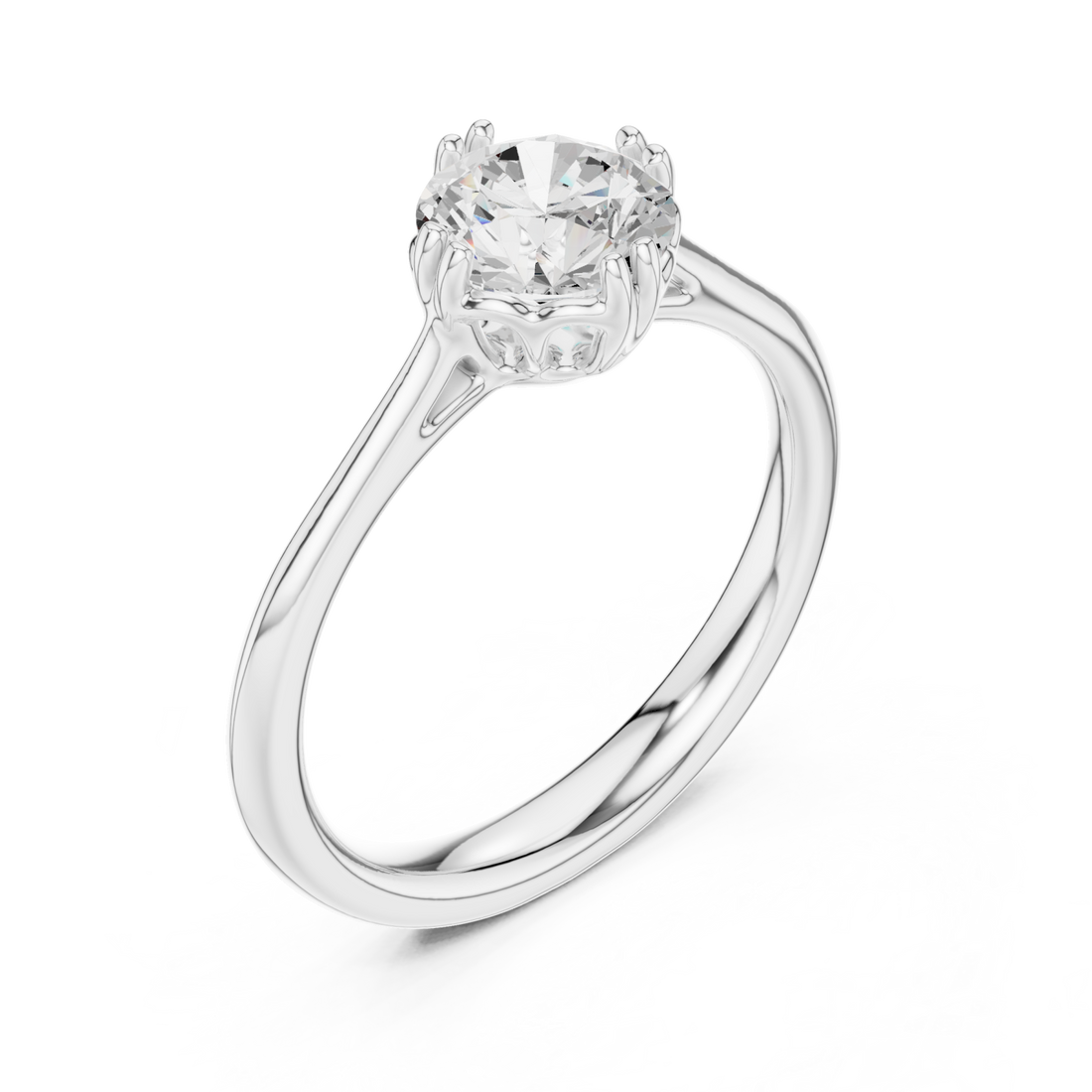  White Gold Radiant Bloom Crown Solitaire Band Right View