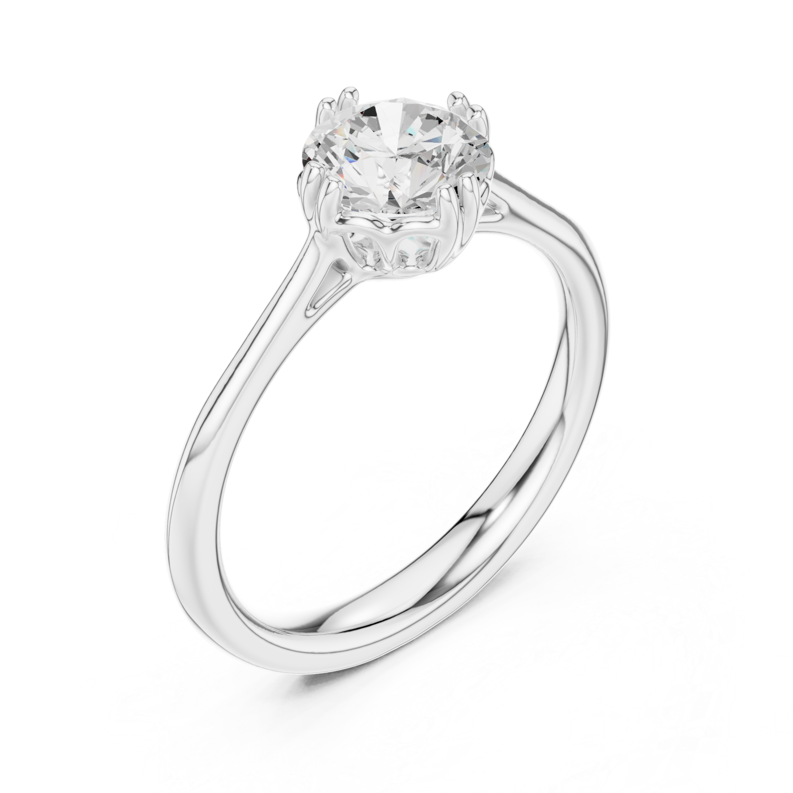  White Gold Radiant Bloom Crown Solitaire Band Right View