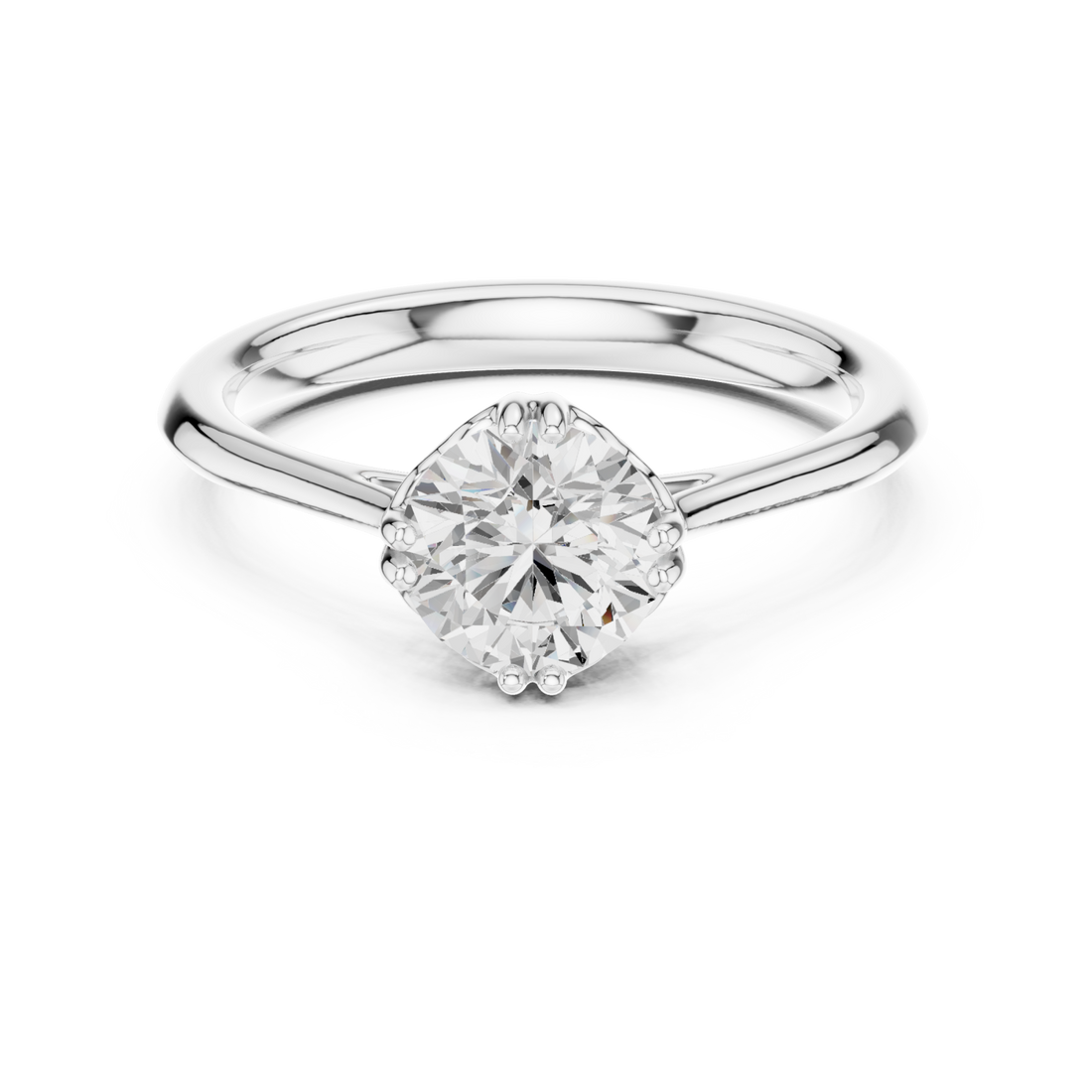  White Gold Radiant Bloom Crown Solitaire Band Right View