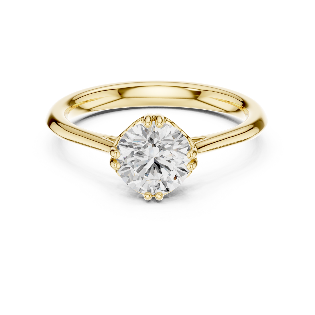 Gold Radiant Bloom Crown Solitaire Band Right View