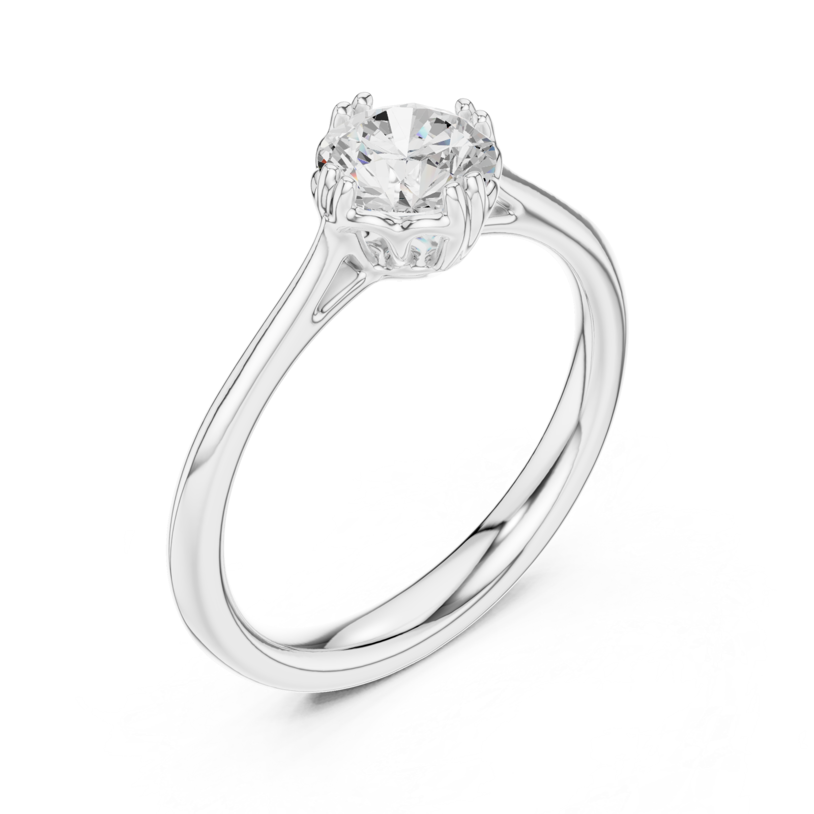  White Gold Whispering Petal Solitaire Band Right View