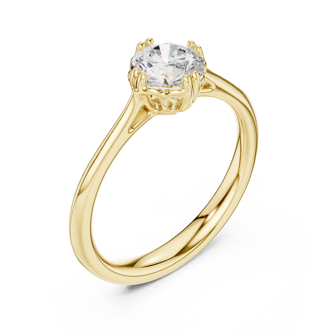 Gold Whispering Petal Solitaire Band Right View