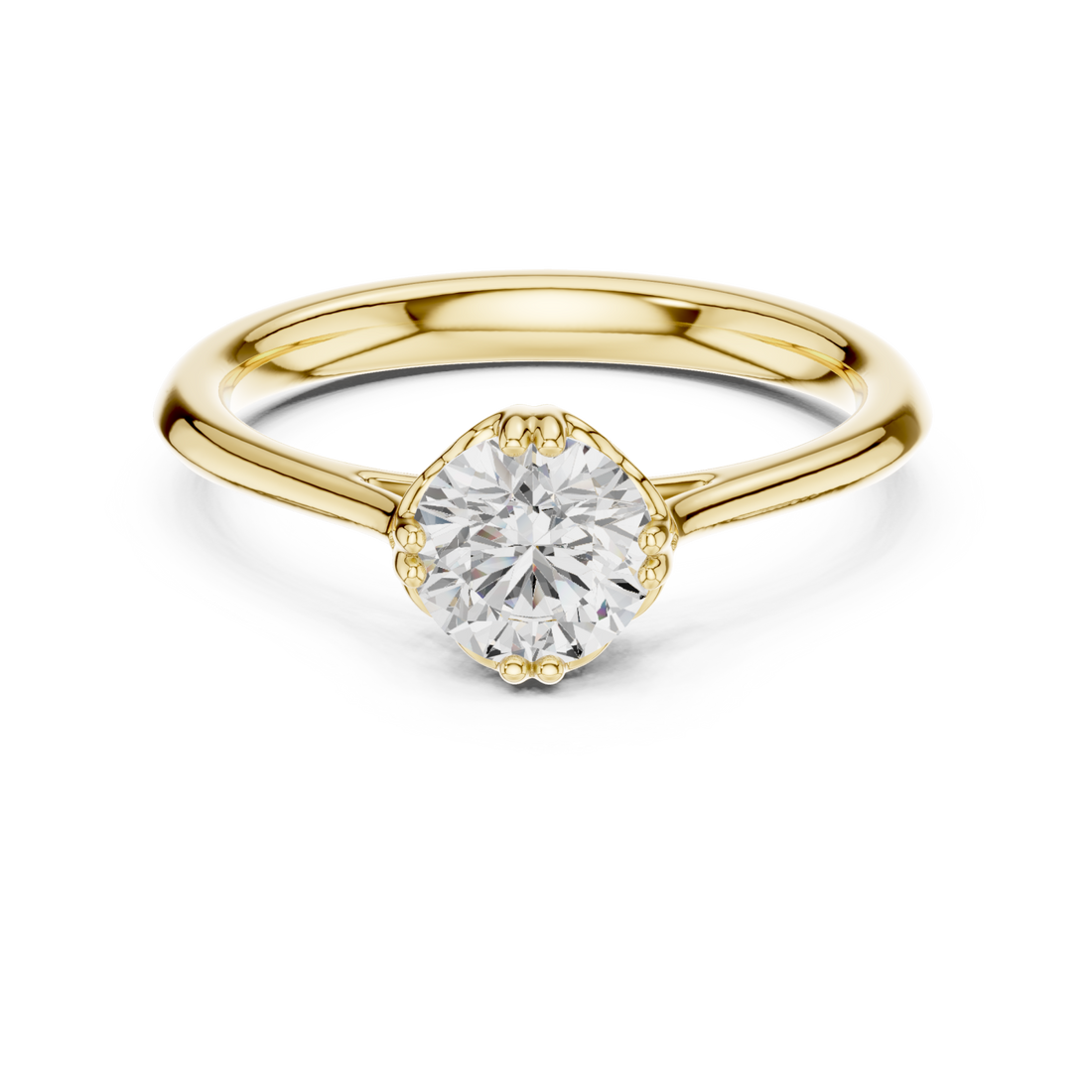 Gold Whispering Petal Solitaire Band Right View