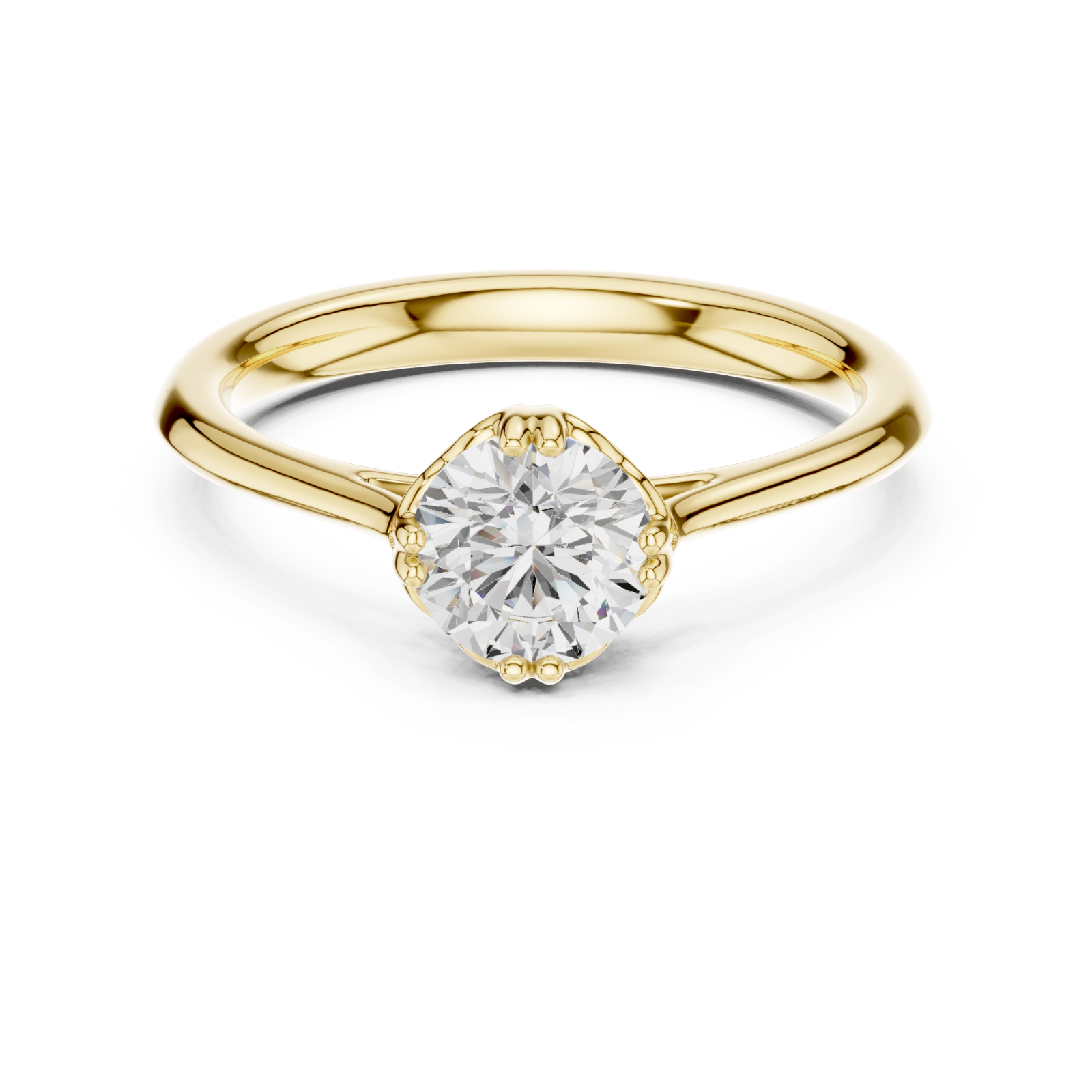  Gold Whispering Petal Solitaire Band Front View