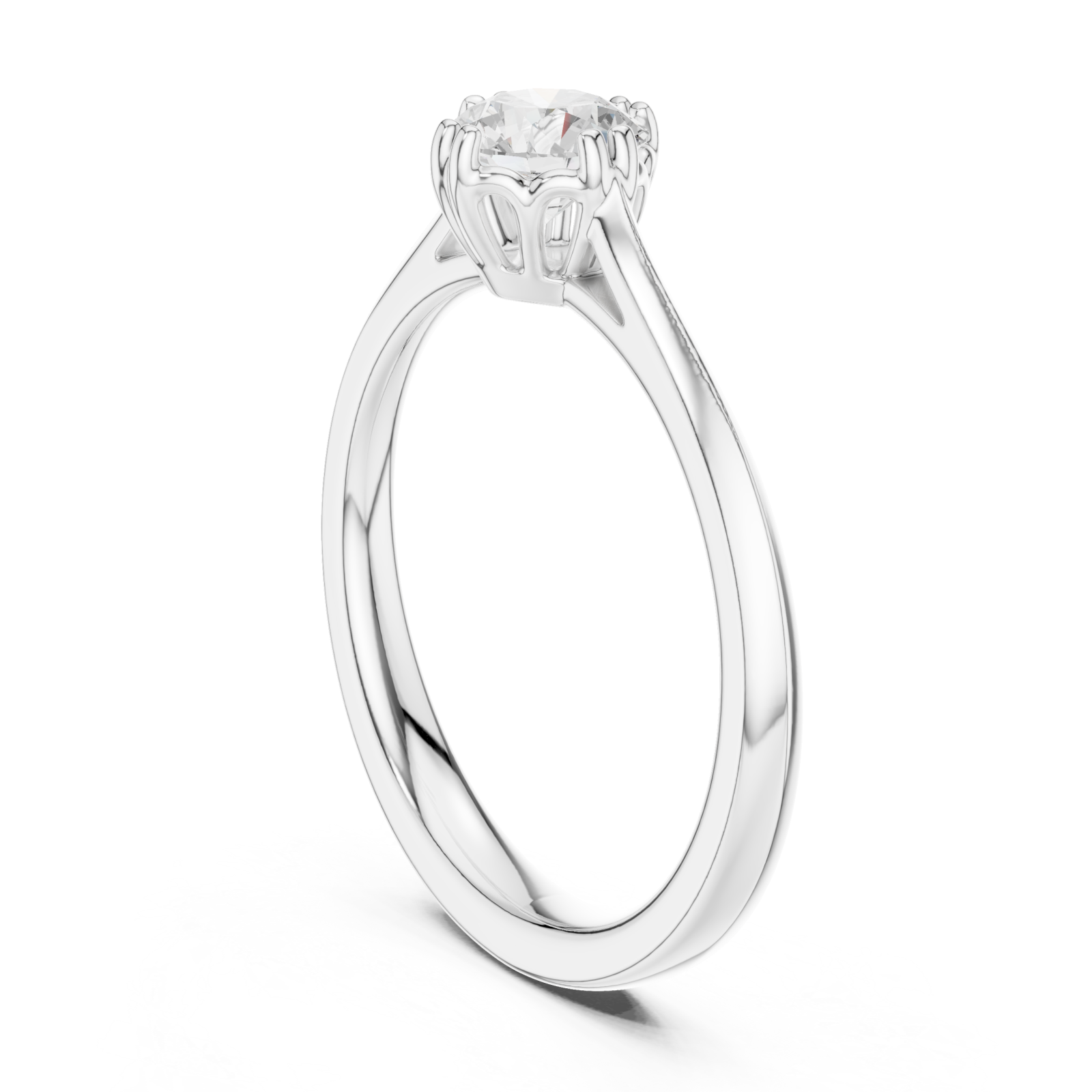  White Gold Graceful Petal Crown Solitaire Engagement Ring Left View