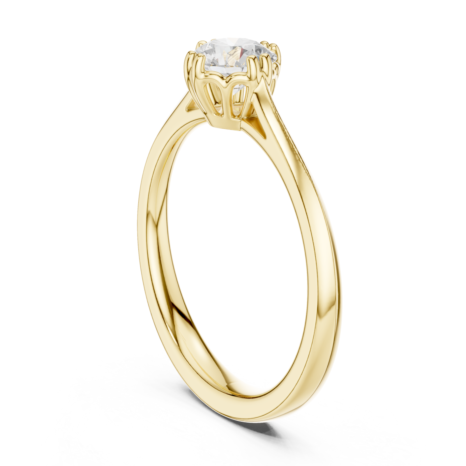  Gold Graceful Petal Crown Solitaire Engagement Ring Left View