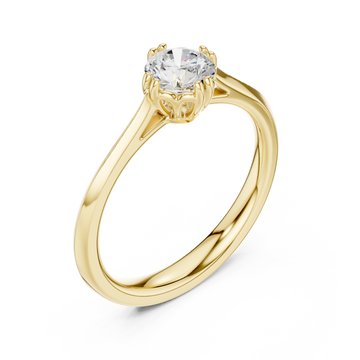 Gold Graceful Petal Crown Solitaire Engagement Ring Right View