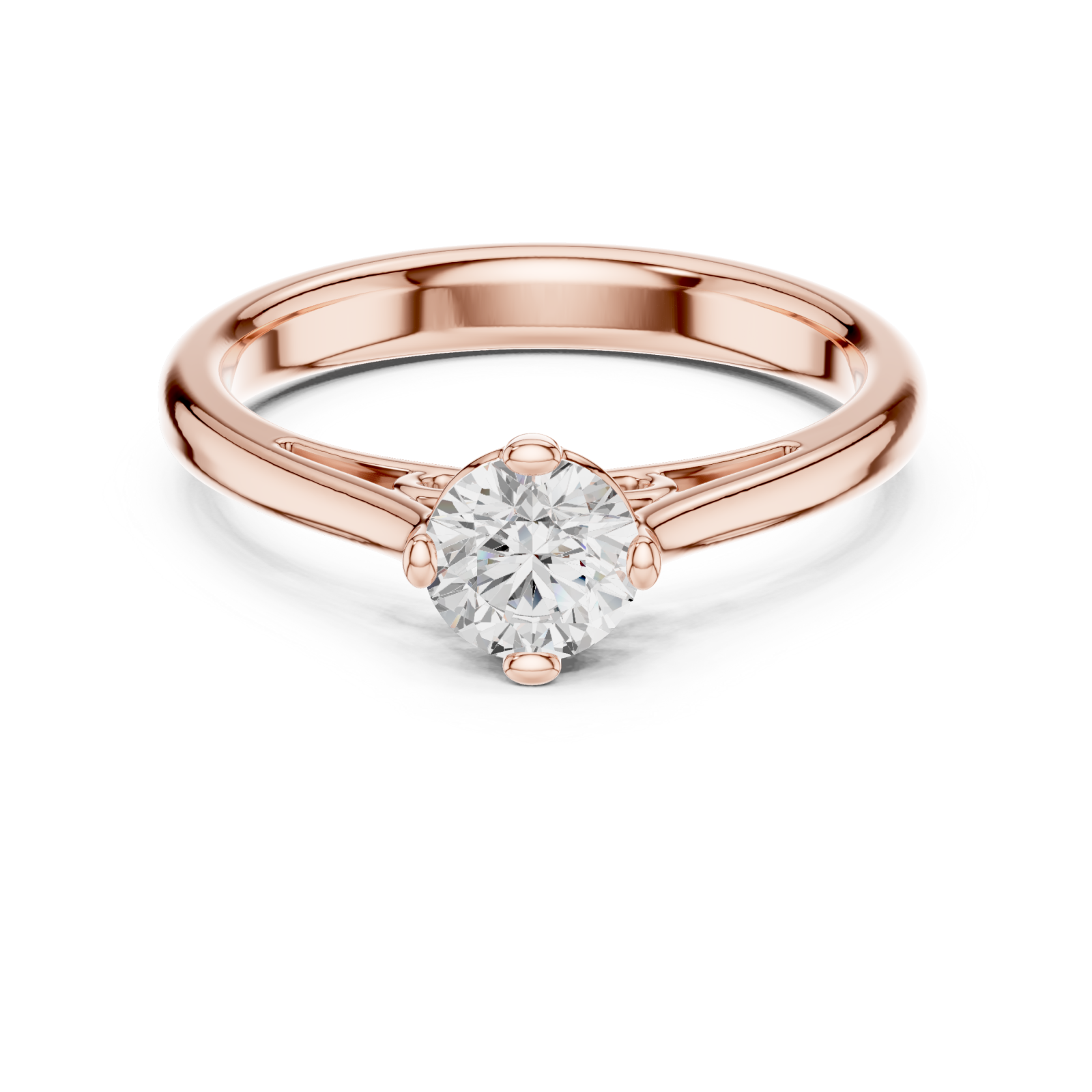  Rose Gold Classic Embrace Timeless Solitaire Ring Front View