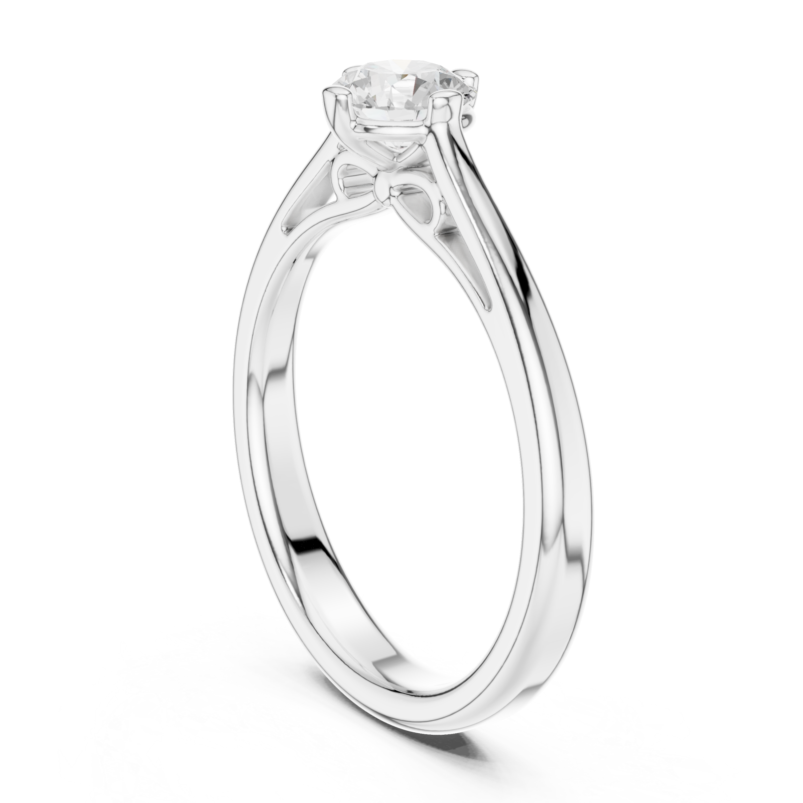  White Gold Classic Embrace Timeless Solitaire Ring Left View