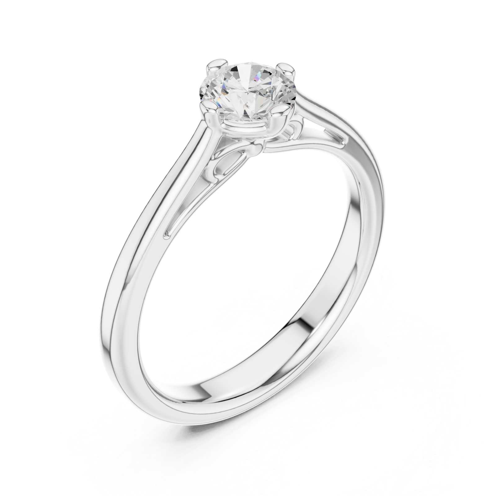  White Gold Classic Embrace Timeless Solitaire Ring Right View