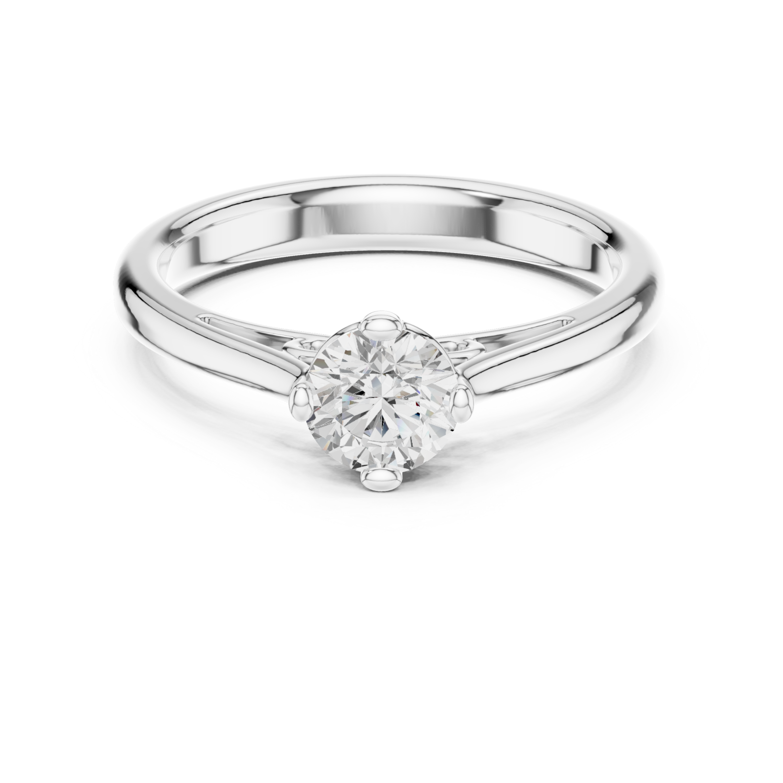  White Gold Classic Embrace Timeless Solitaire Ring Front View