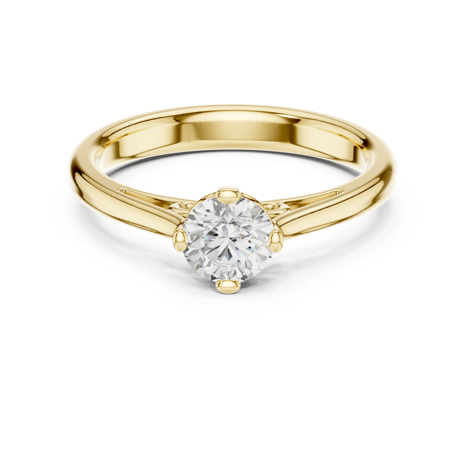  Gold Classic Embrace Timeless Solitaire Ring Front View