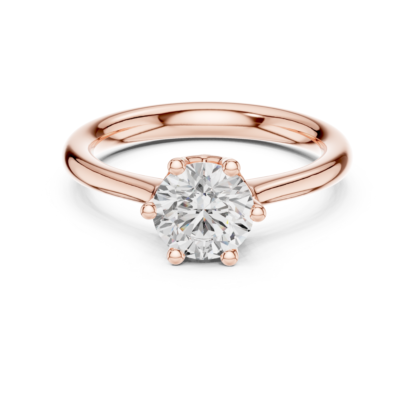  Rose Gold Moonlit Radiance Modern Solitaire Front View