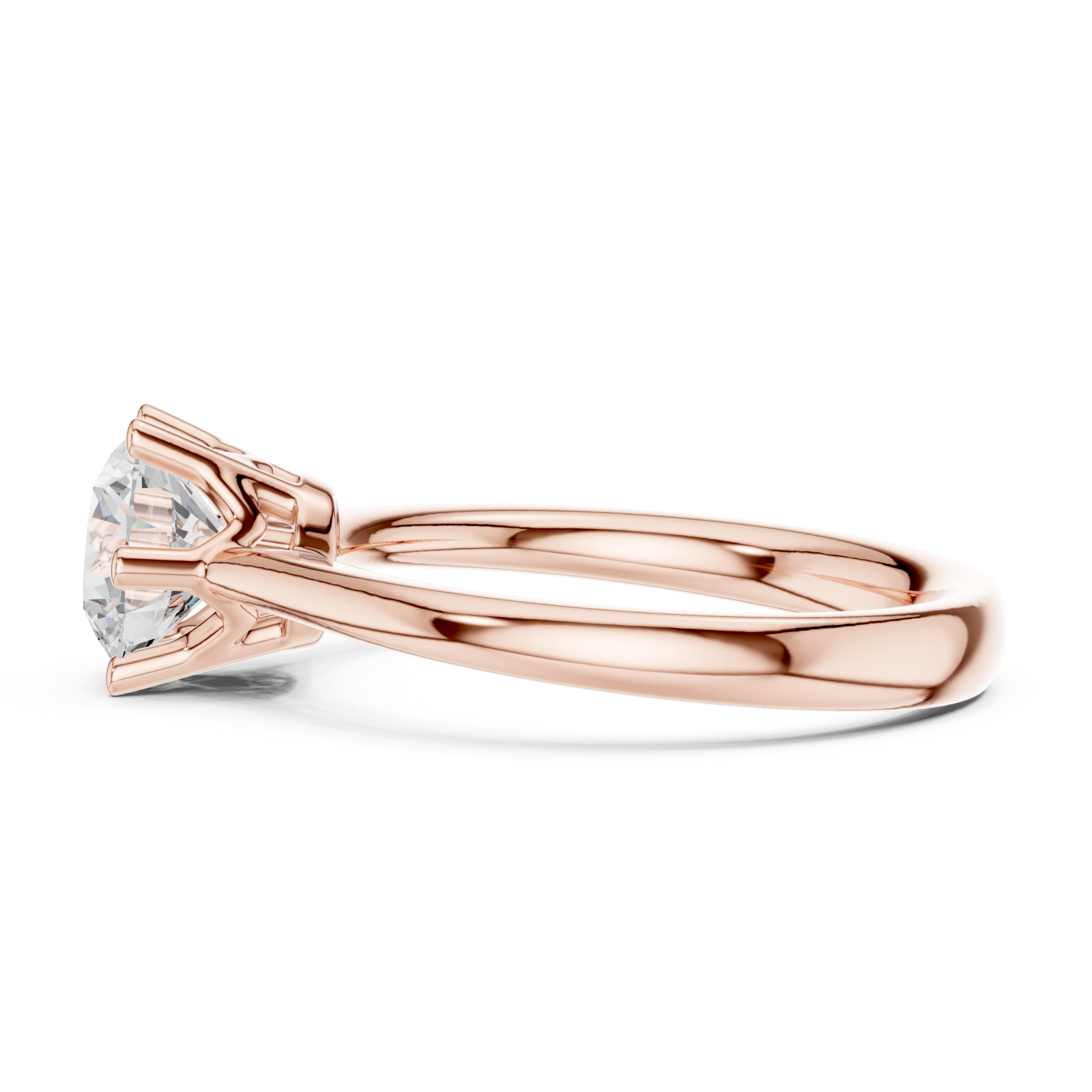  Rose Gold Luminous Crest Solitaire Engagement Ring Side View