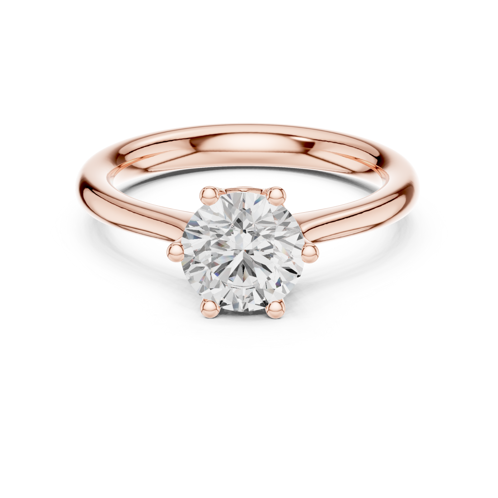  Rose Gold Luminous Crest Solitaire Engagement Ring Front View