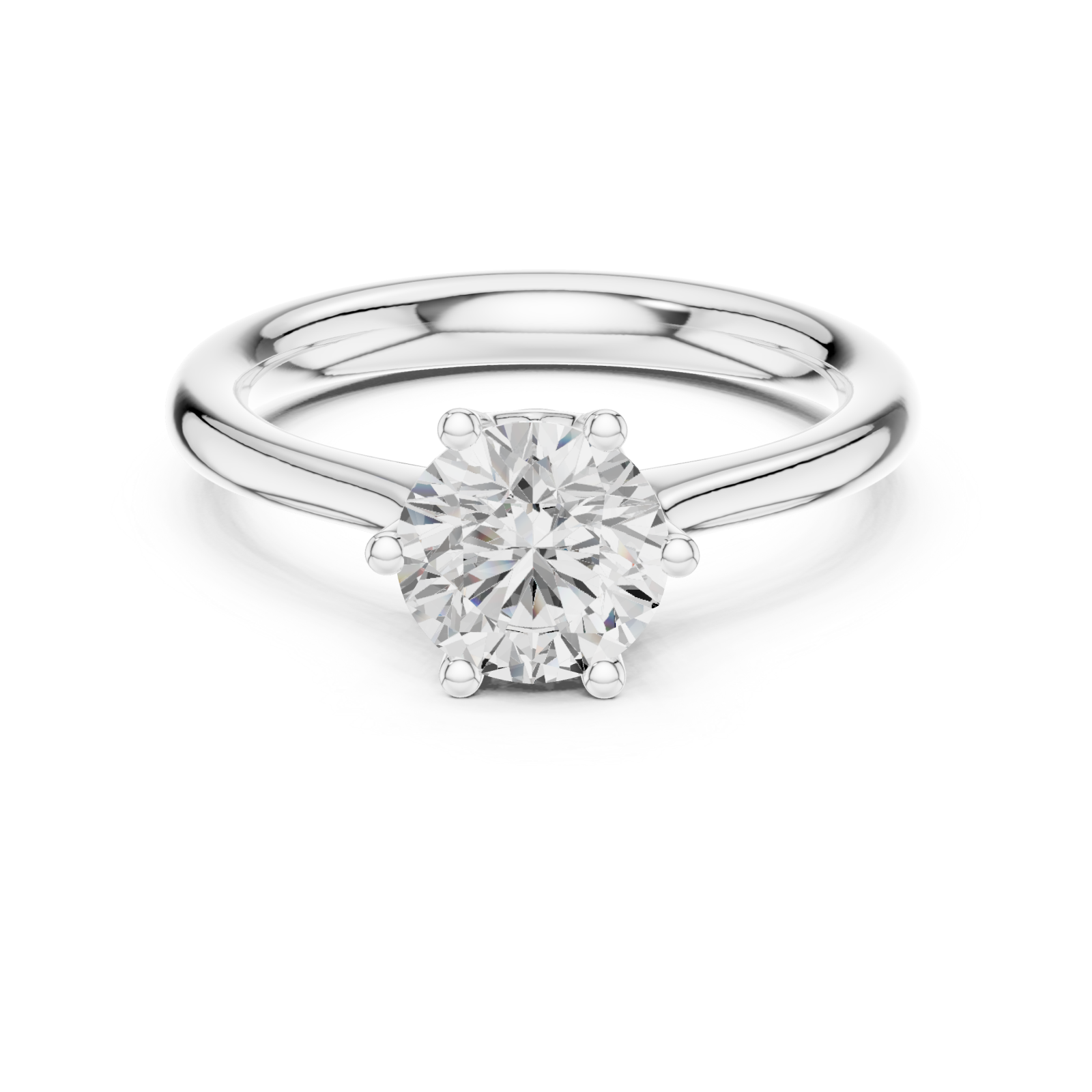  White Gold Luminous Crest Solitaire Engagement Ring Front View