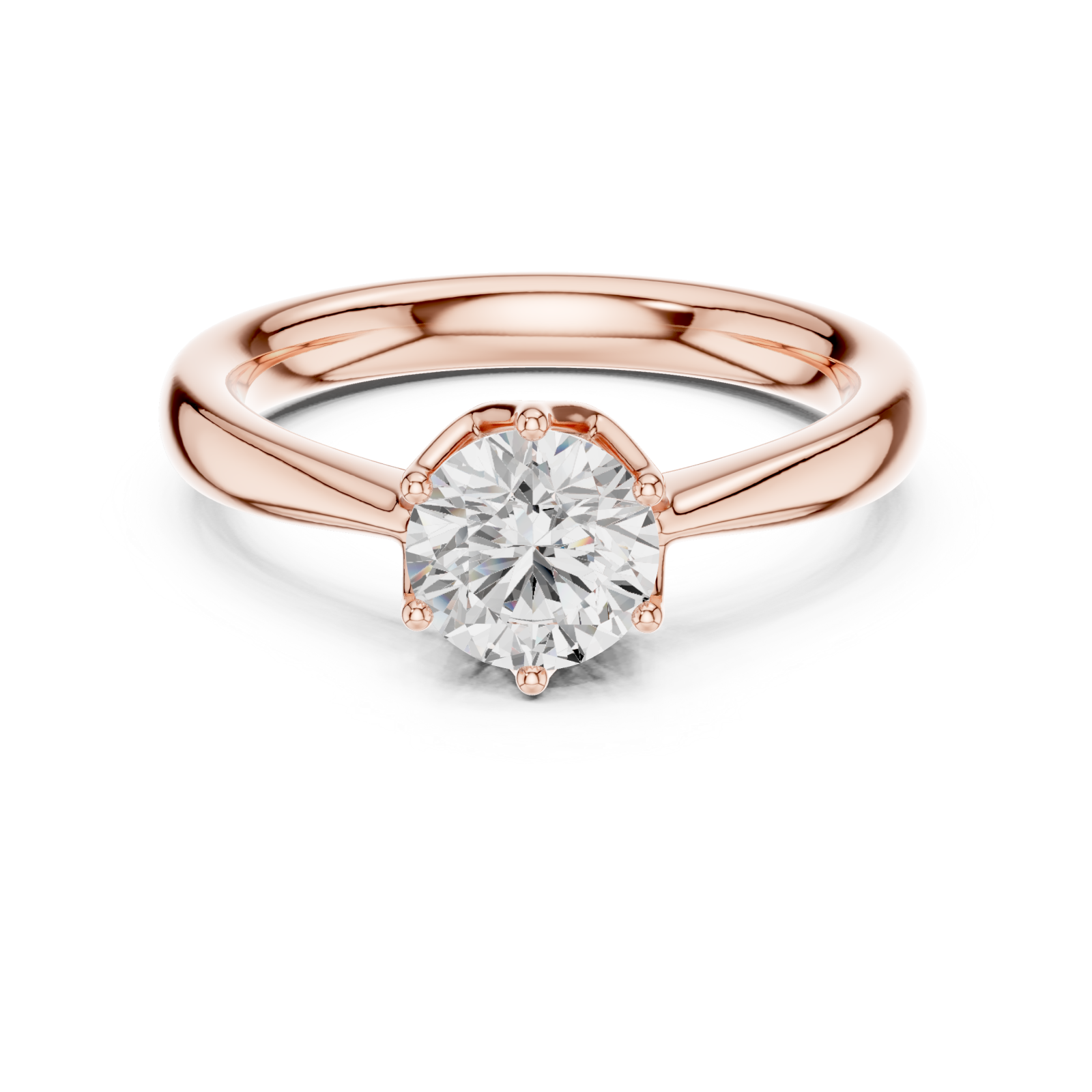  Rose Gold Luminous Embrace Solitaire Ring Front View