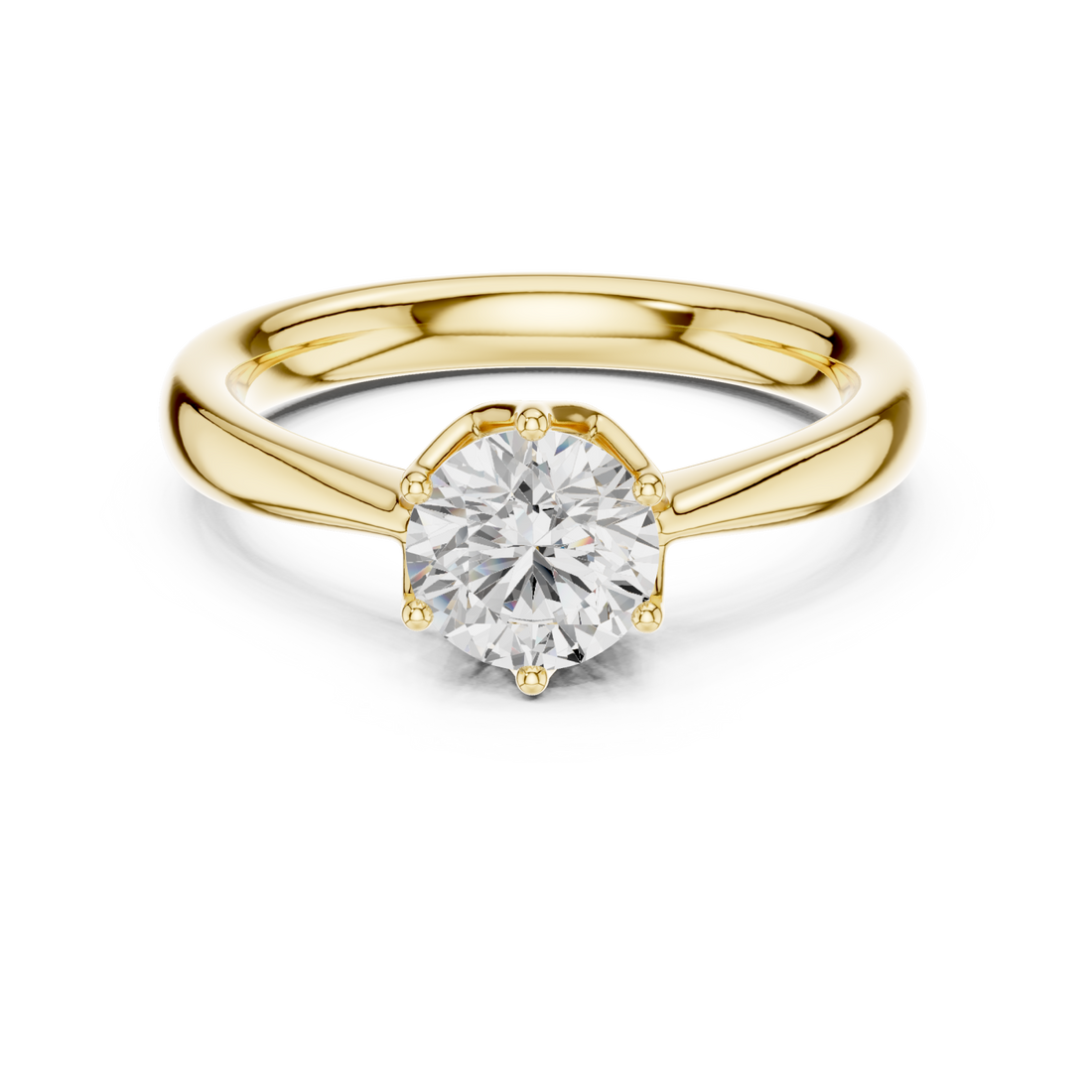 Gold Luminous Embrace Solitaire Ring Right View