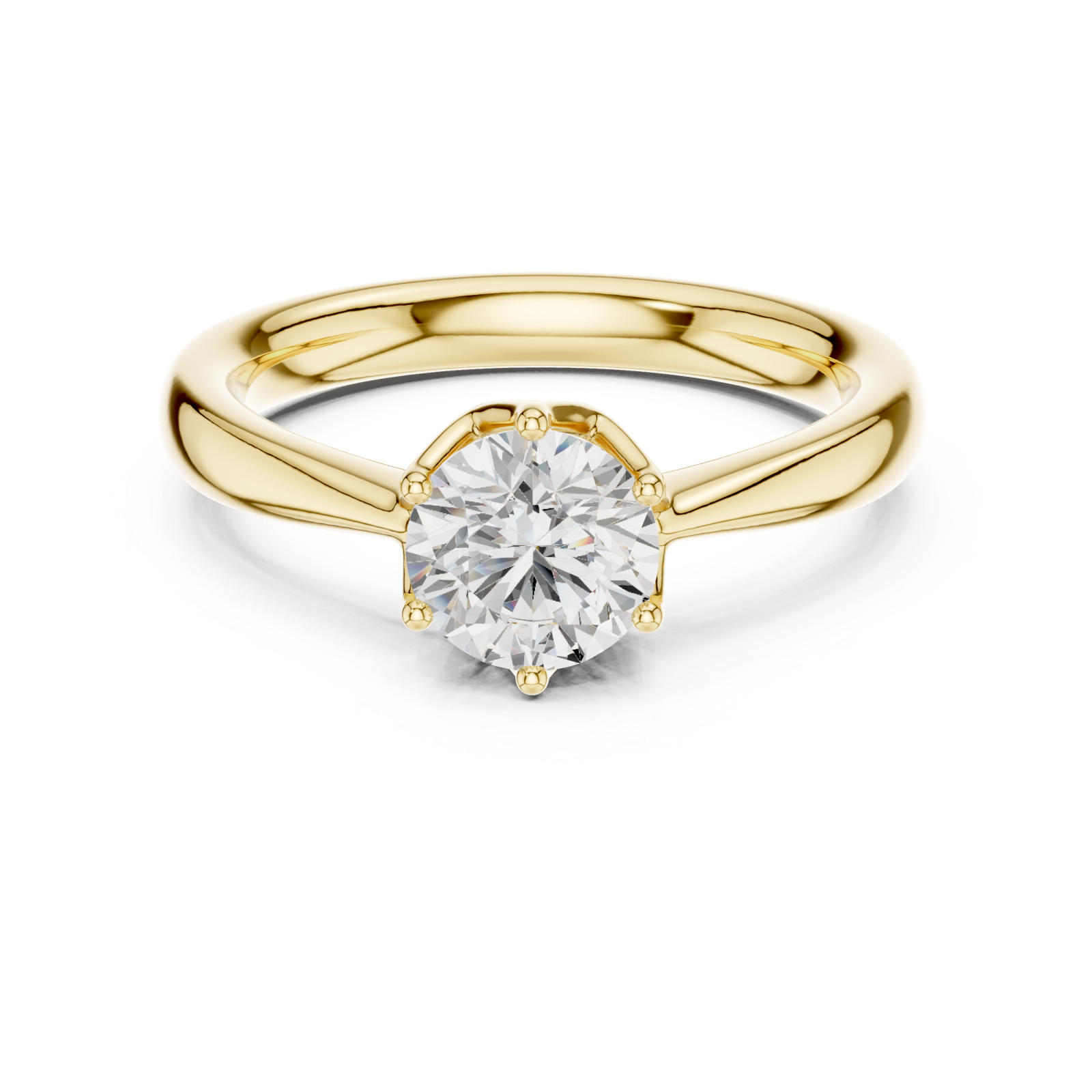  Gold Luminous Embrace Solitaire Ring Front View