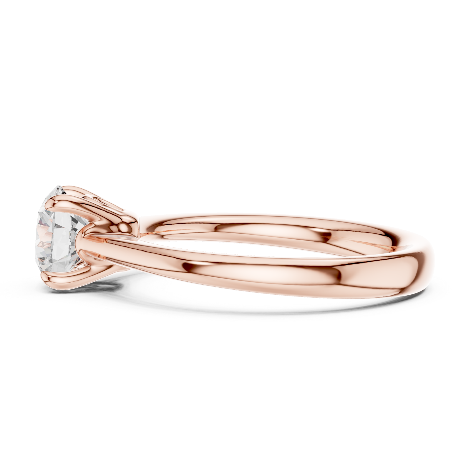  Rose Gold Radiant Whisper Round Solitaire Ring Side View