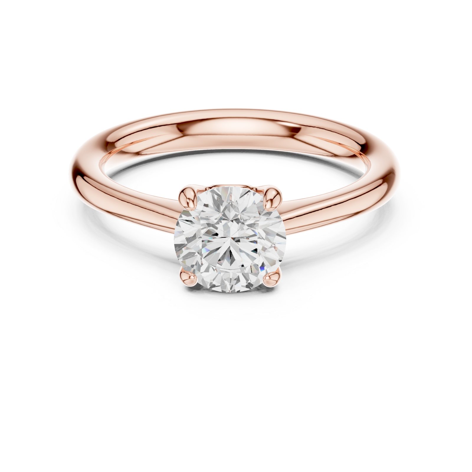  Rose Gold Radiant Whisper Round Solitaire Ring Front View