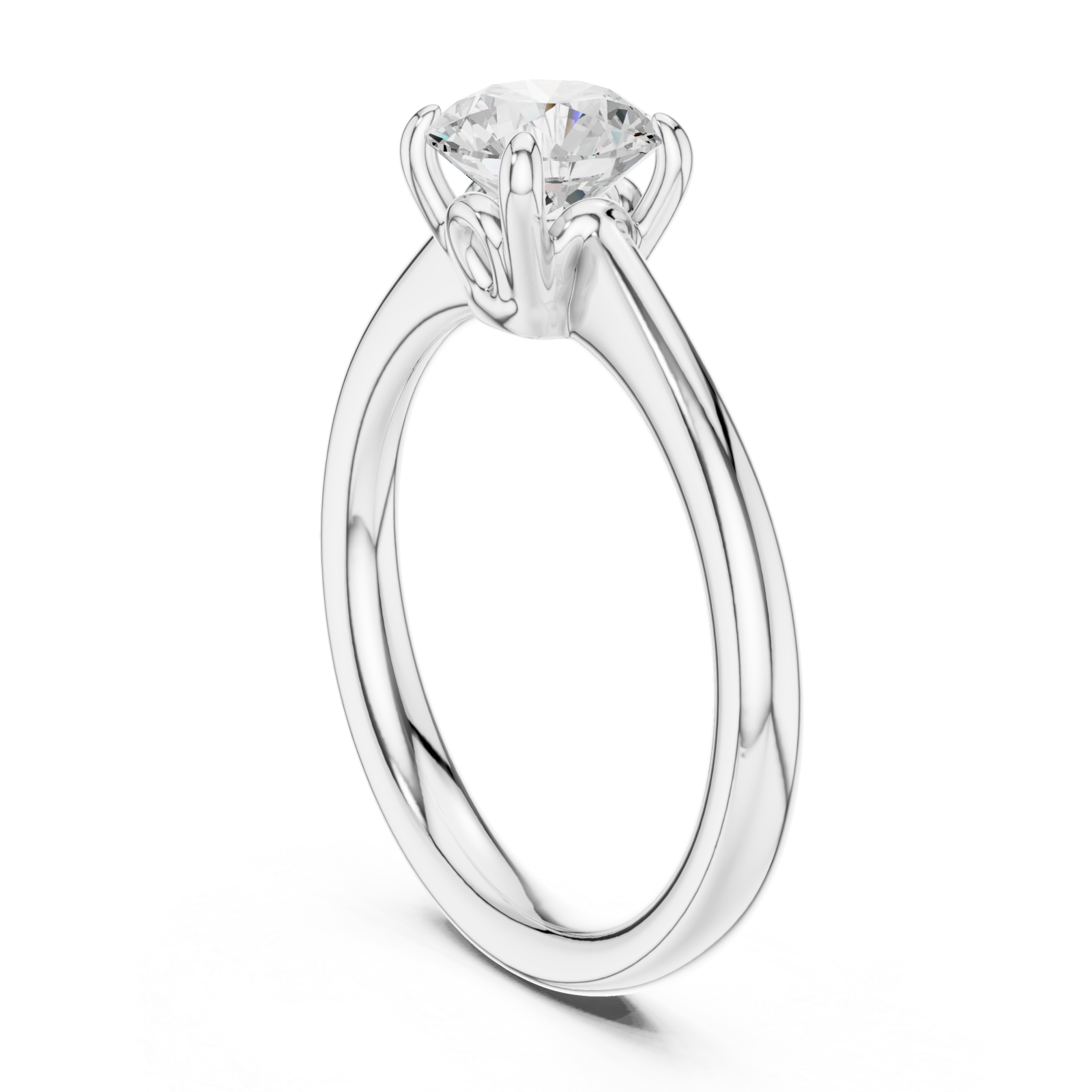  White Gold Radiant Whisper Round Solitaire Ring Left View