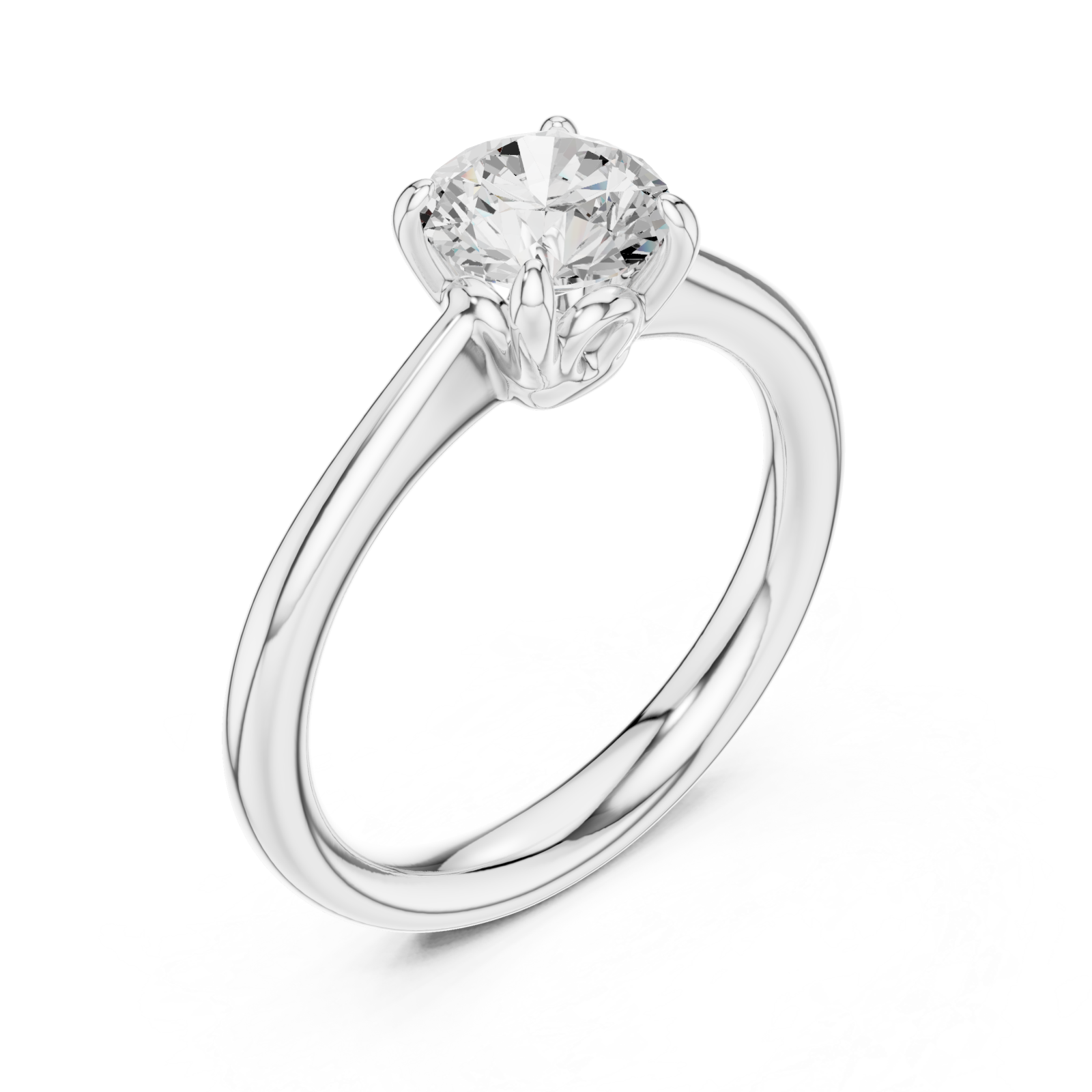  White Gold Radiant Whisper Round Solitaire Ring Right View