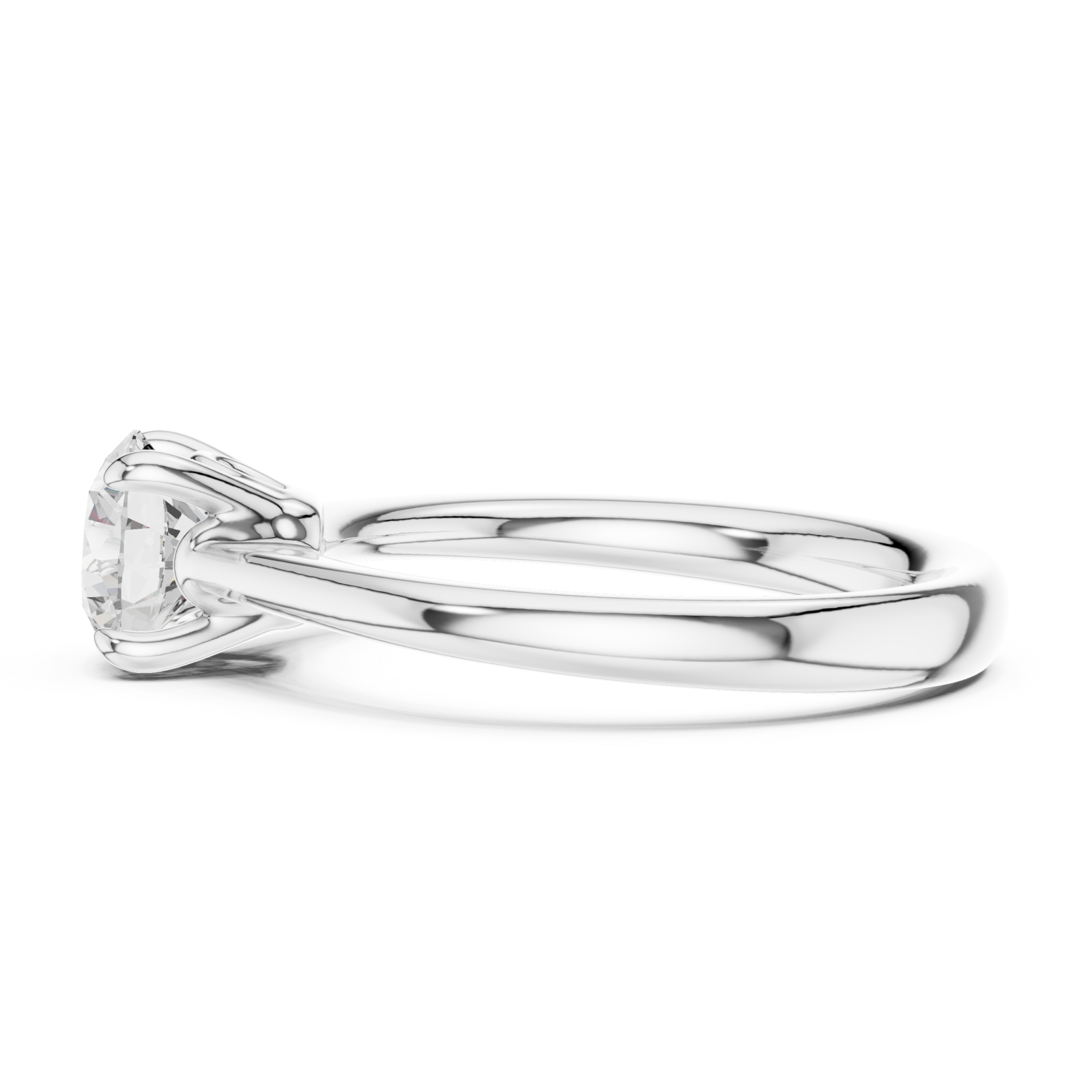  White Gold Radiant Whisper Round Solitaire Ring Side View