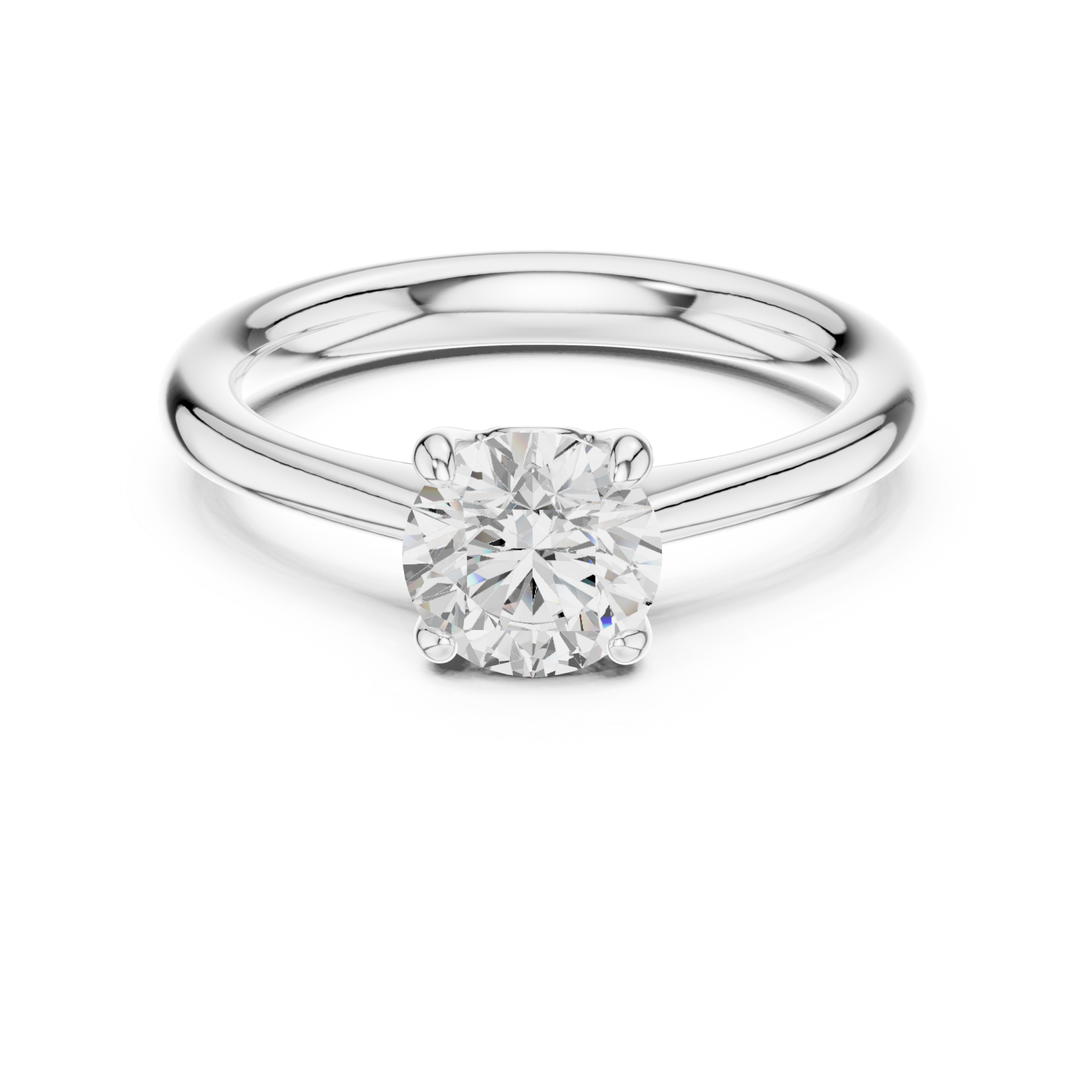  White Gold Radiant Whisper Round Solitaire Ring Front View