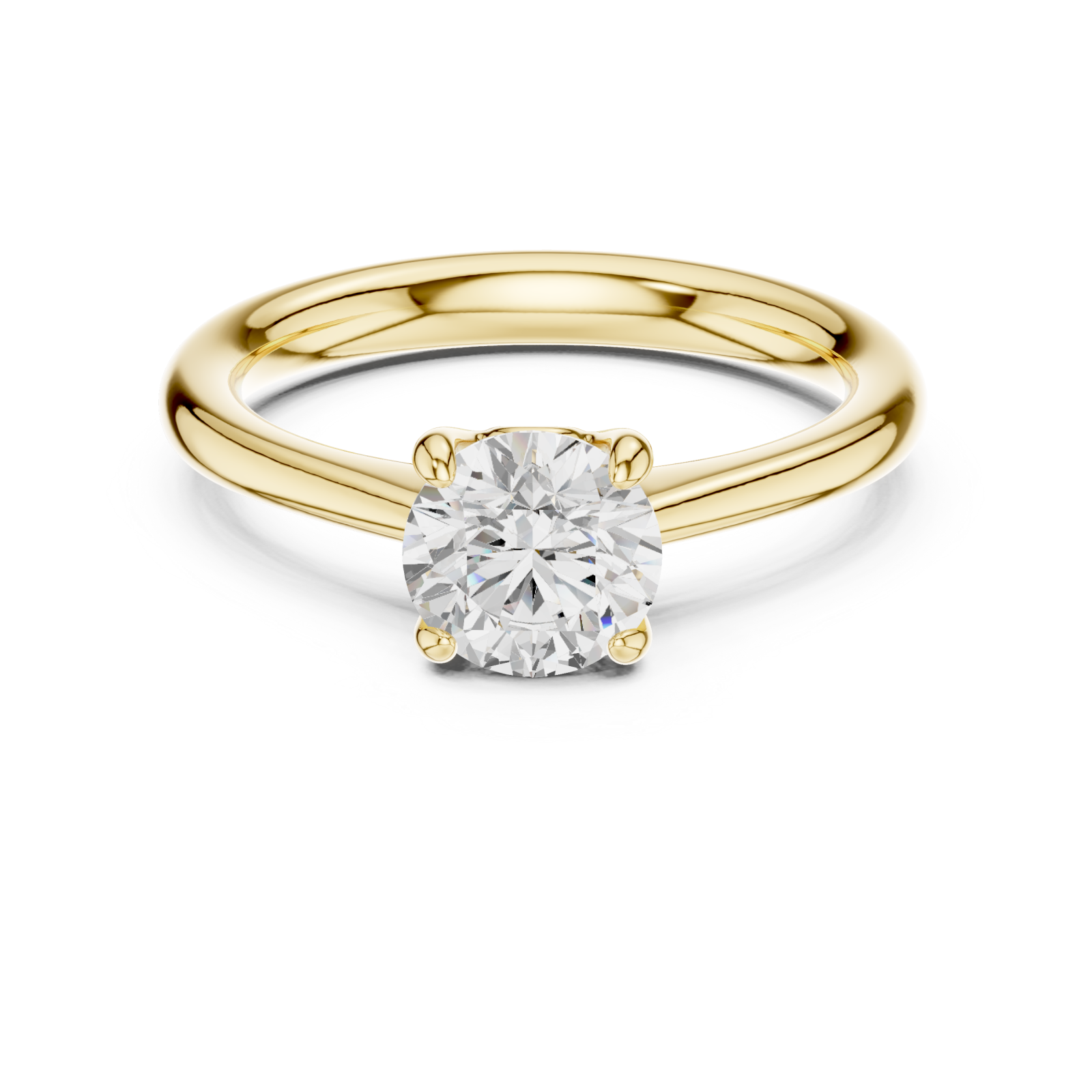  Gold Radiant Whisper Round Solitaire Ring Front View