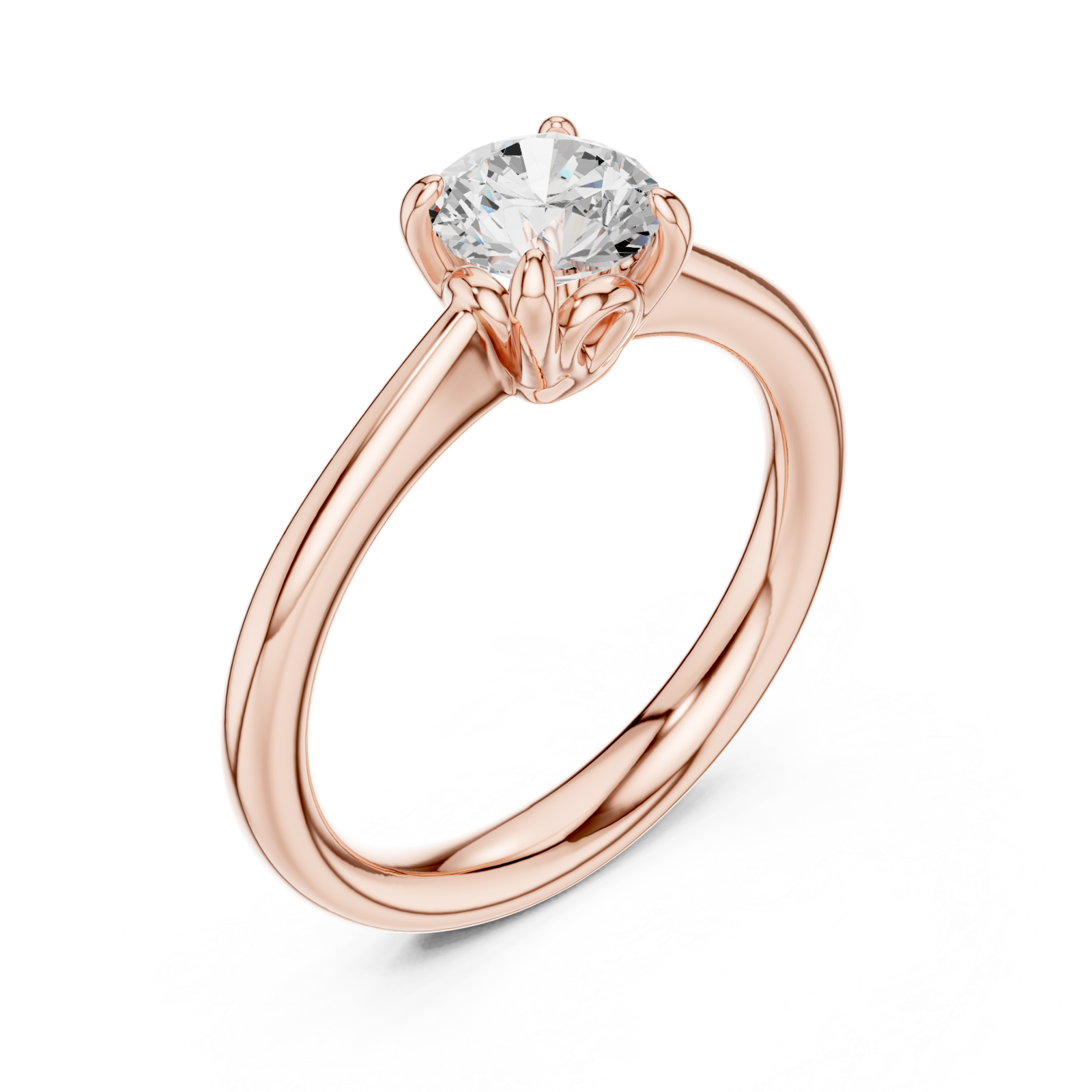  Rose Gold Radiant Aurora Solitaire Band Right View