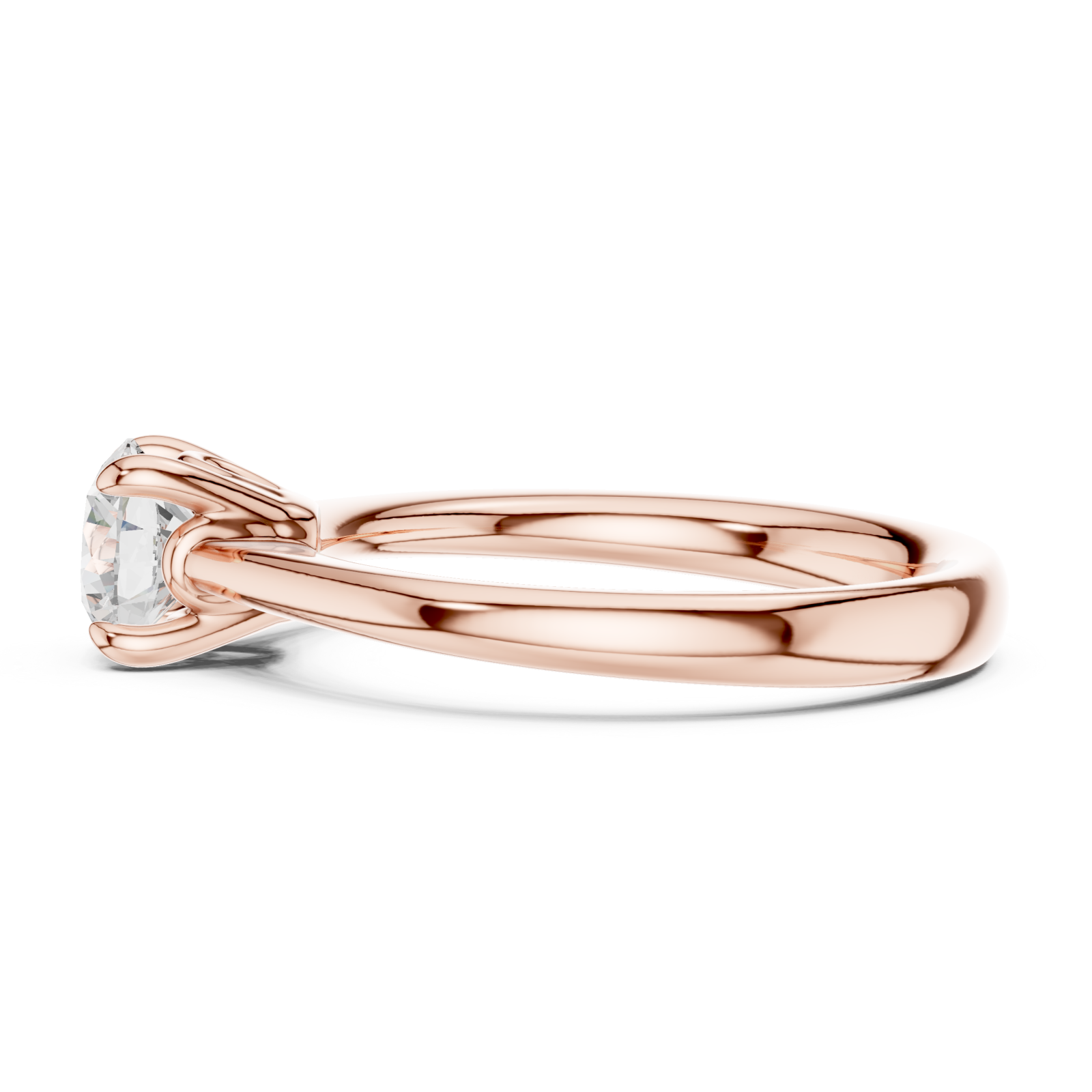  Rose Gold Radiant Aurora Solitaire Band Side View