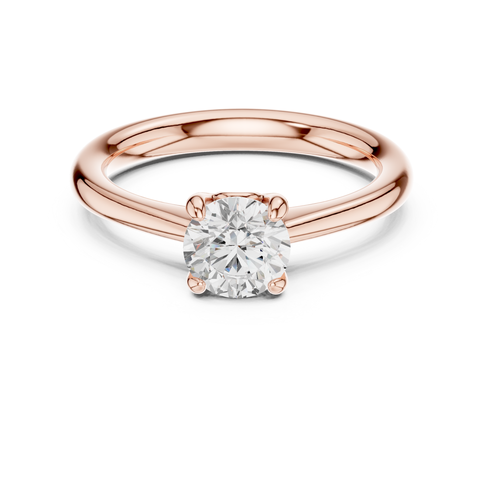  Rose Gold Radiant Aurora Solitaire Band Front View
