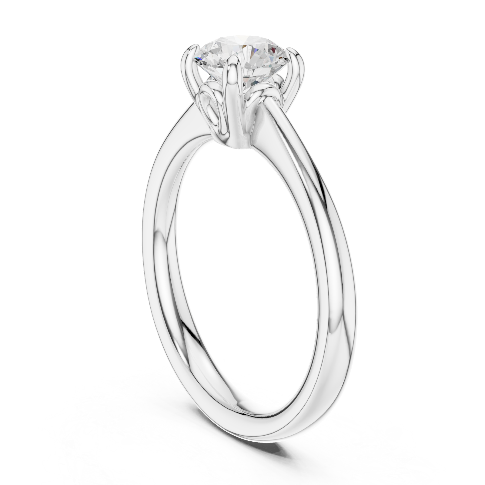  White Gold Radiant Aurora Solitaire Band Left View