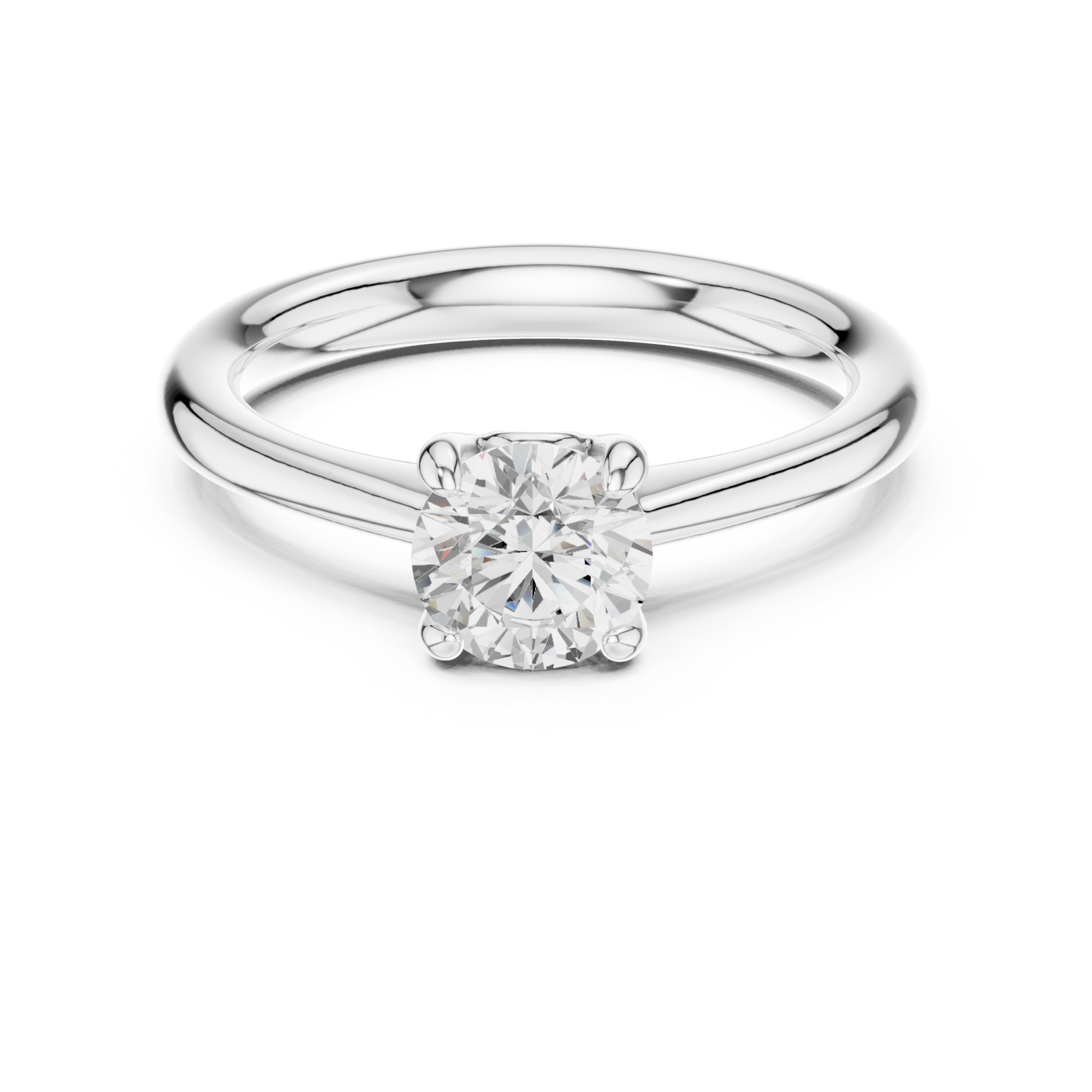  White Gold Radiant Aurora Solitaire Band Front View