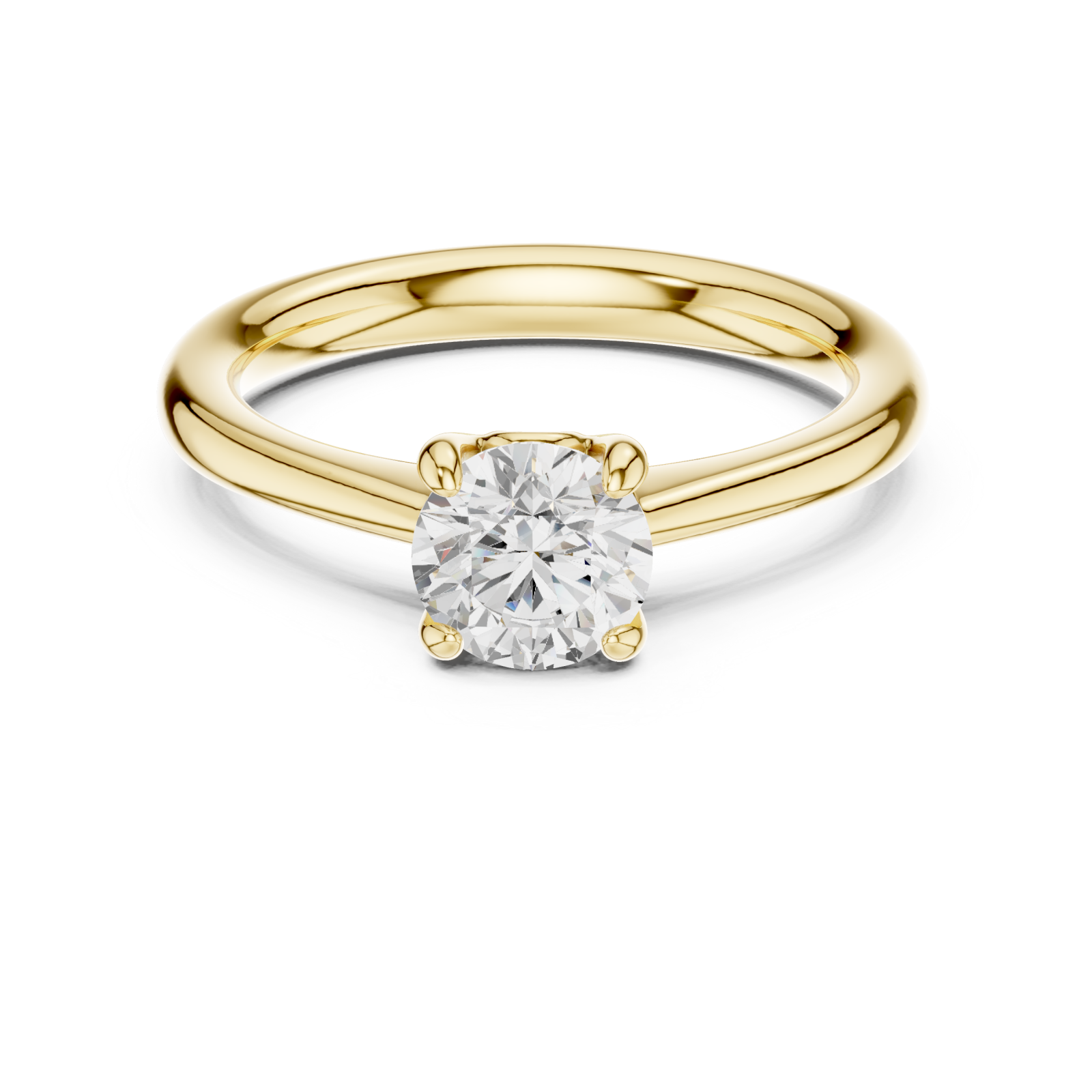  Gold Radiant Aurora Solitaire Band Front View